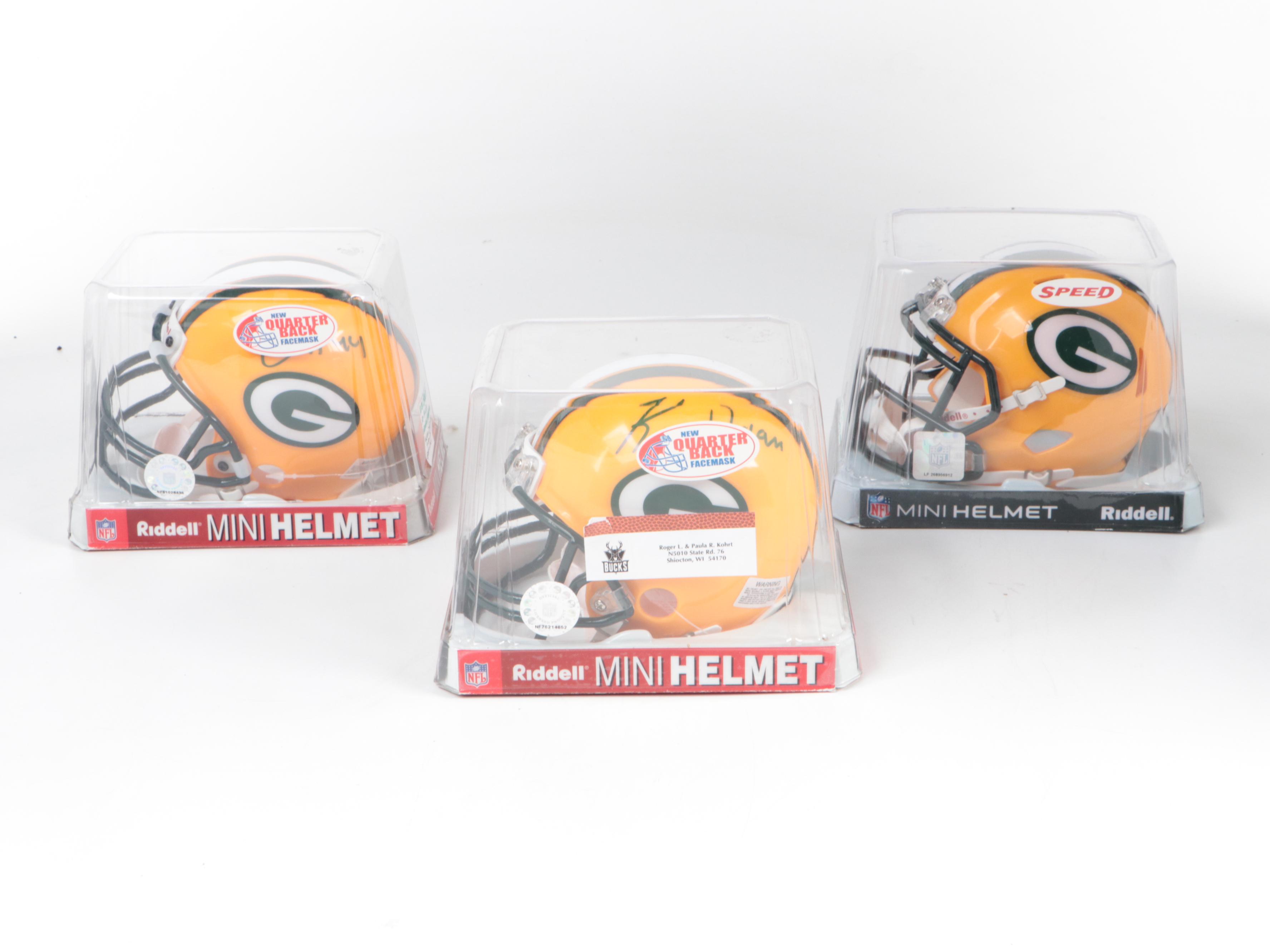 Ken Iman and More Signed Green Bay Packers Riddell Mini Football Helmets