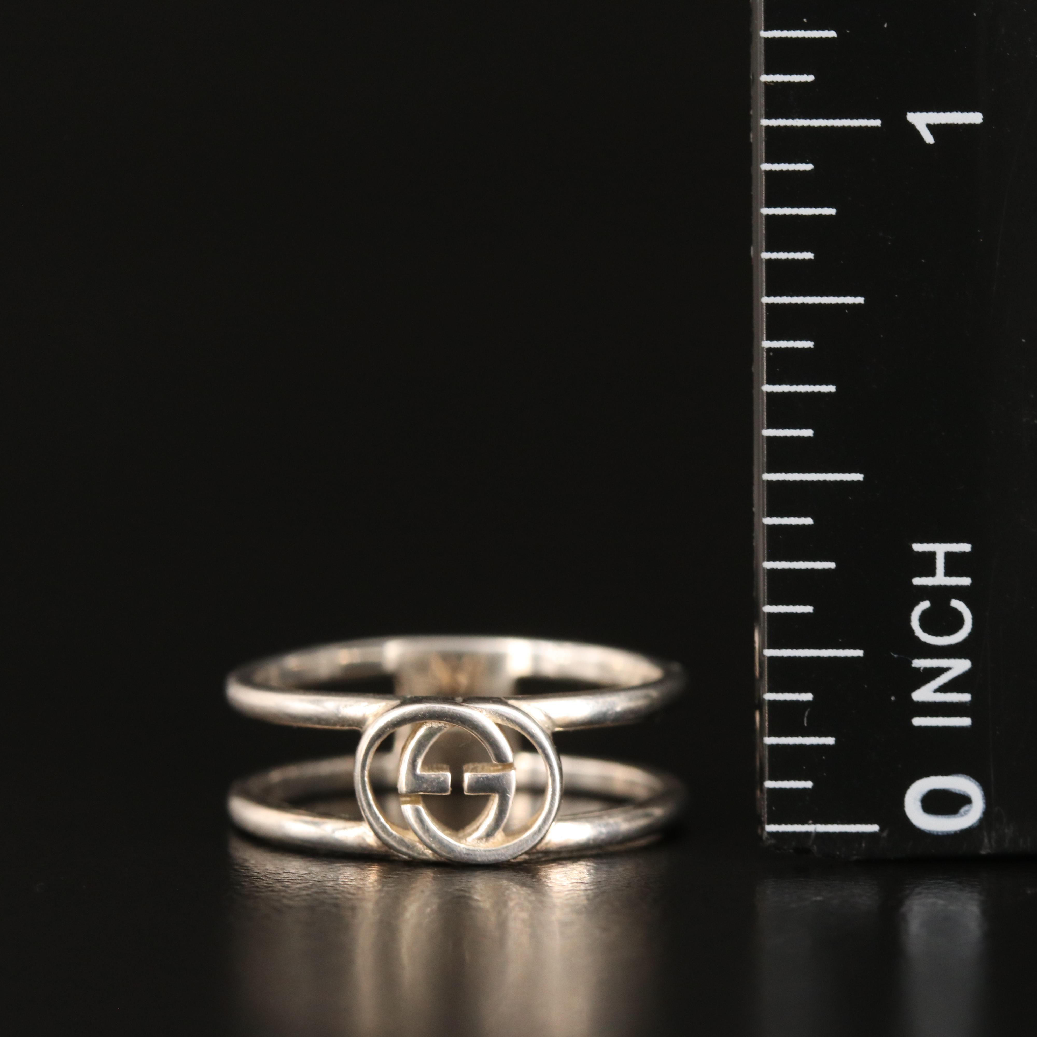 Gucci Interlocking G Wide Open Band in Sterling Silver