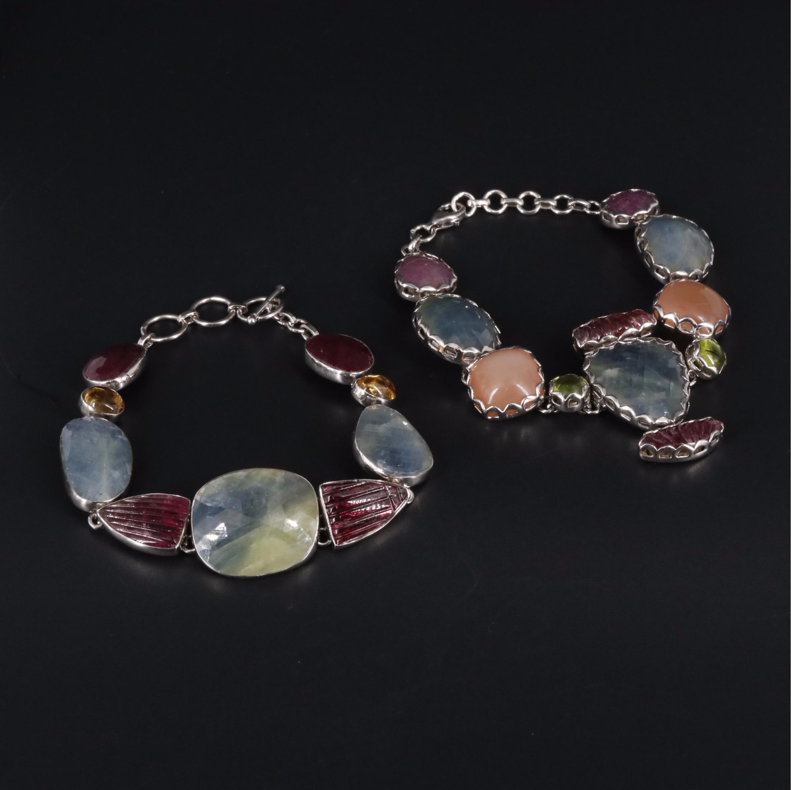 Sterling Tourmaline, Peridot, Citrine, and Other Gemstone Bracelets