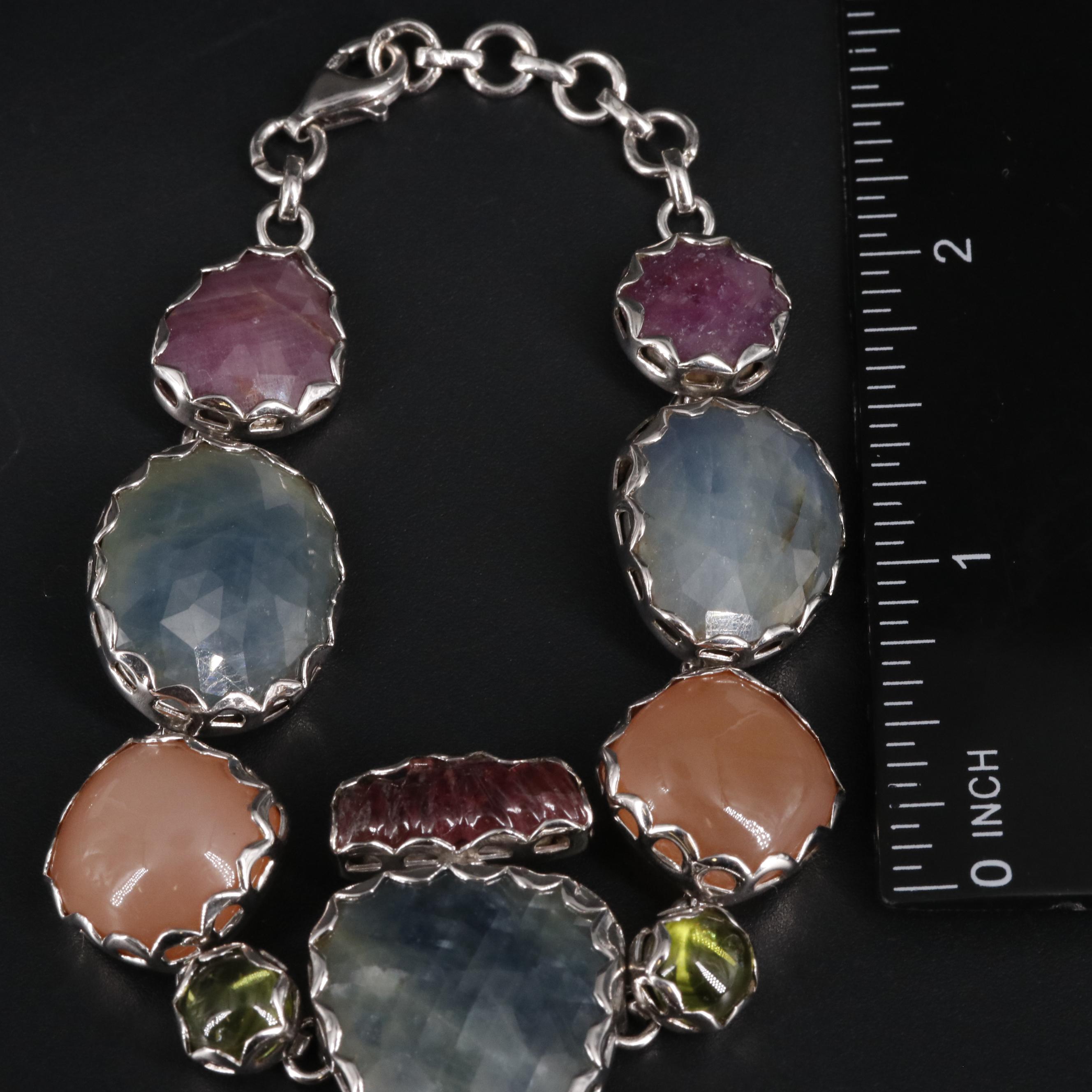 Sterling Tourmaline, Peridot, Citrine, and Other Gemstone Bracelets