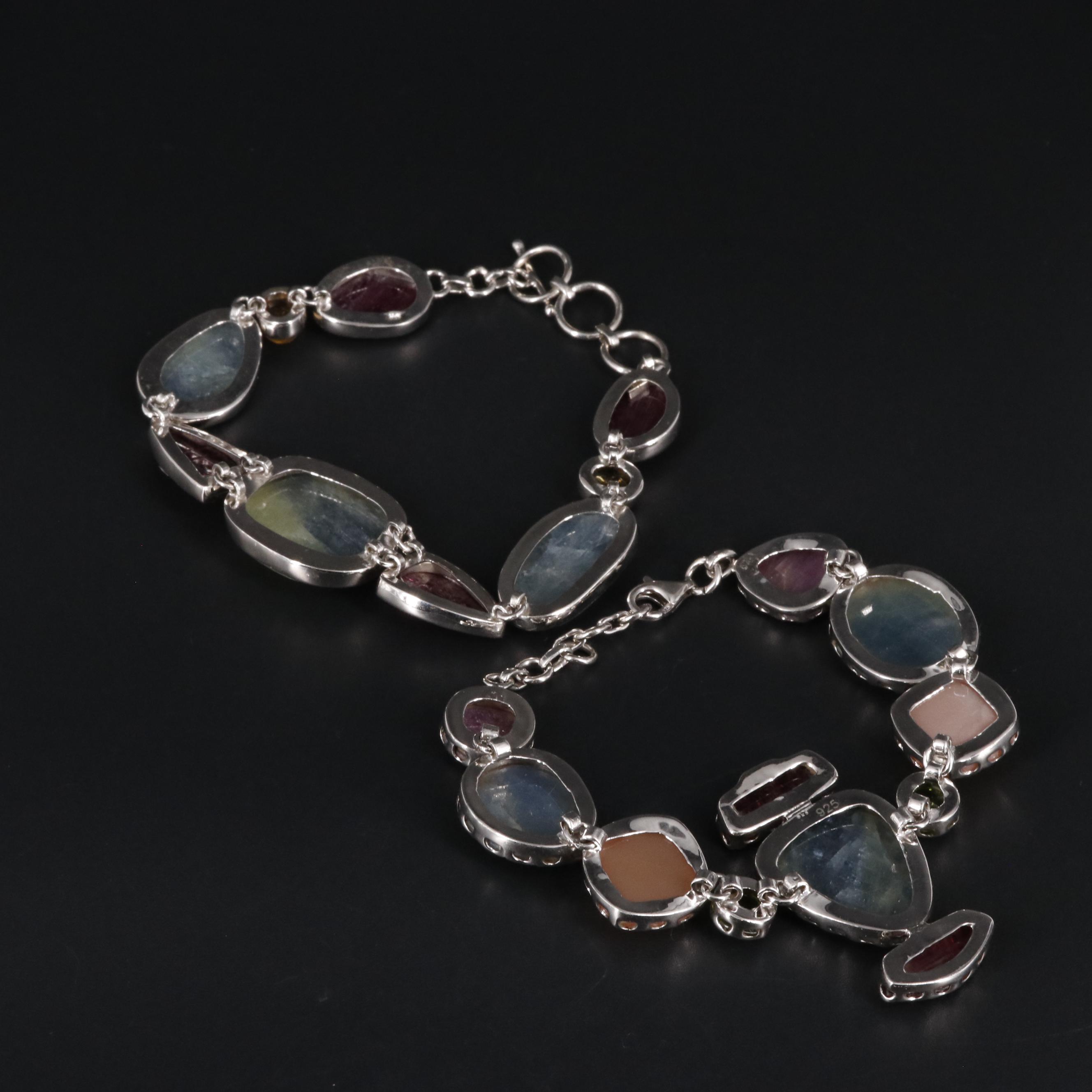Sterling Tourmaline, Peridot, Citrine, and Other Gemstone Bracelets