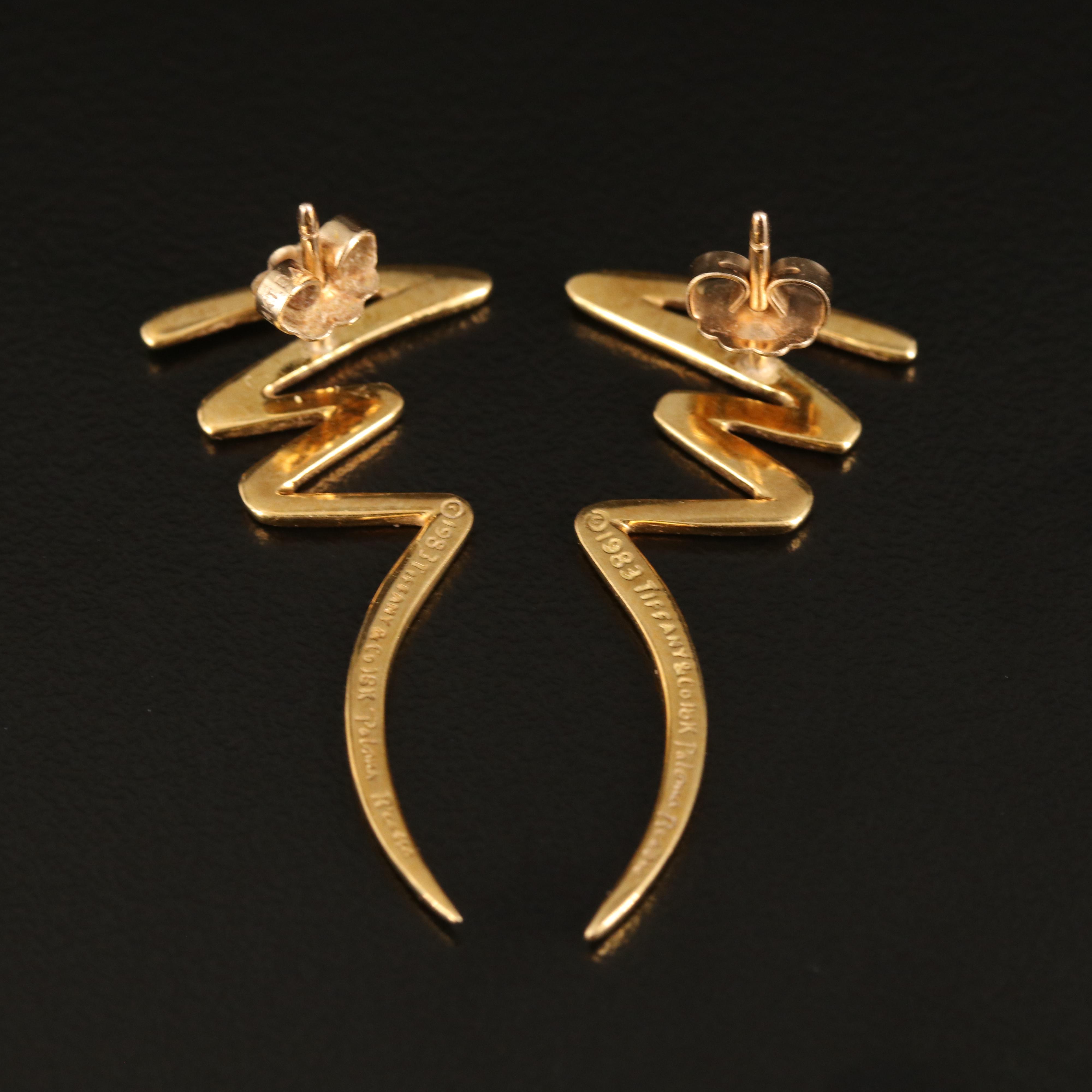 Paloma Picasso for Tiffany & Co. 18K Zig-Zag Earrings
