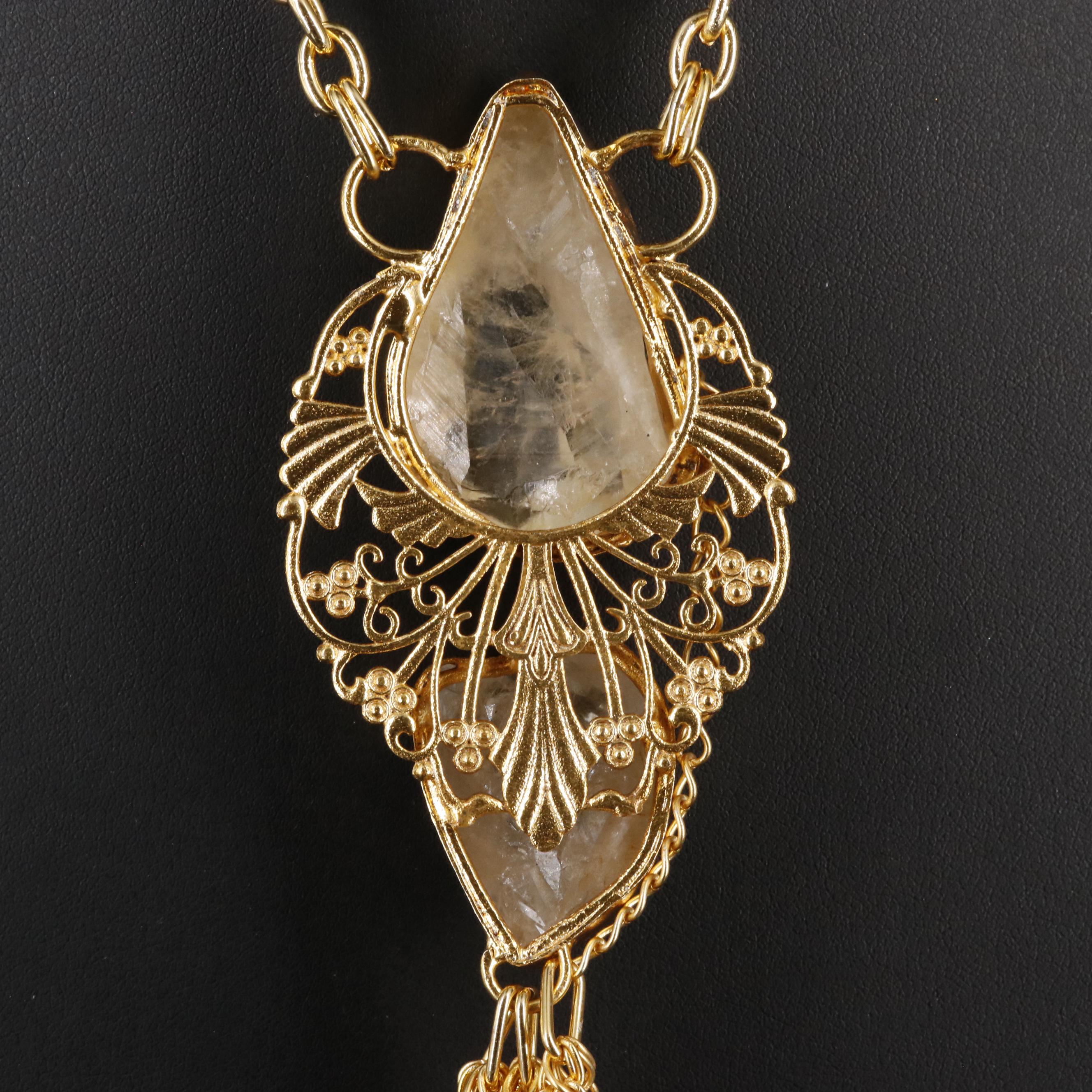 Quartz Rock Crystal Quartz and Smoky Quartz Necklace