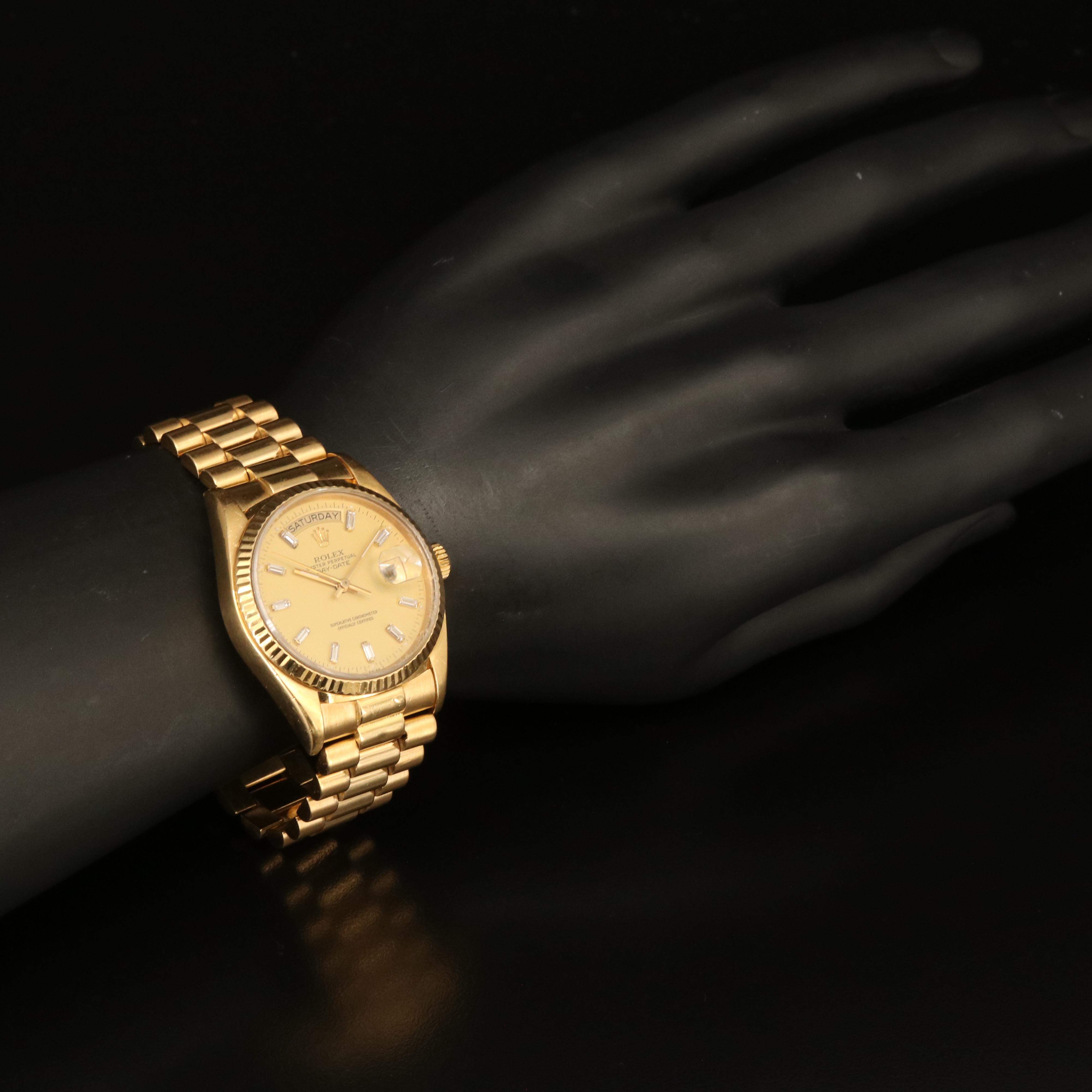 1987 - 1988 18K Rolex President Oyster Perpetual Day-Date Diamond Watch