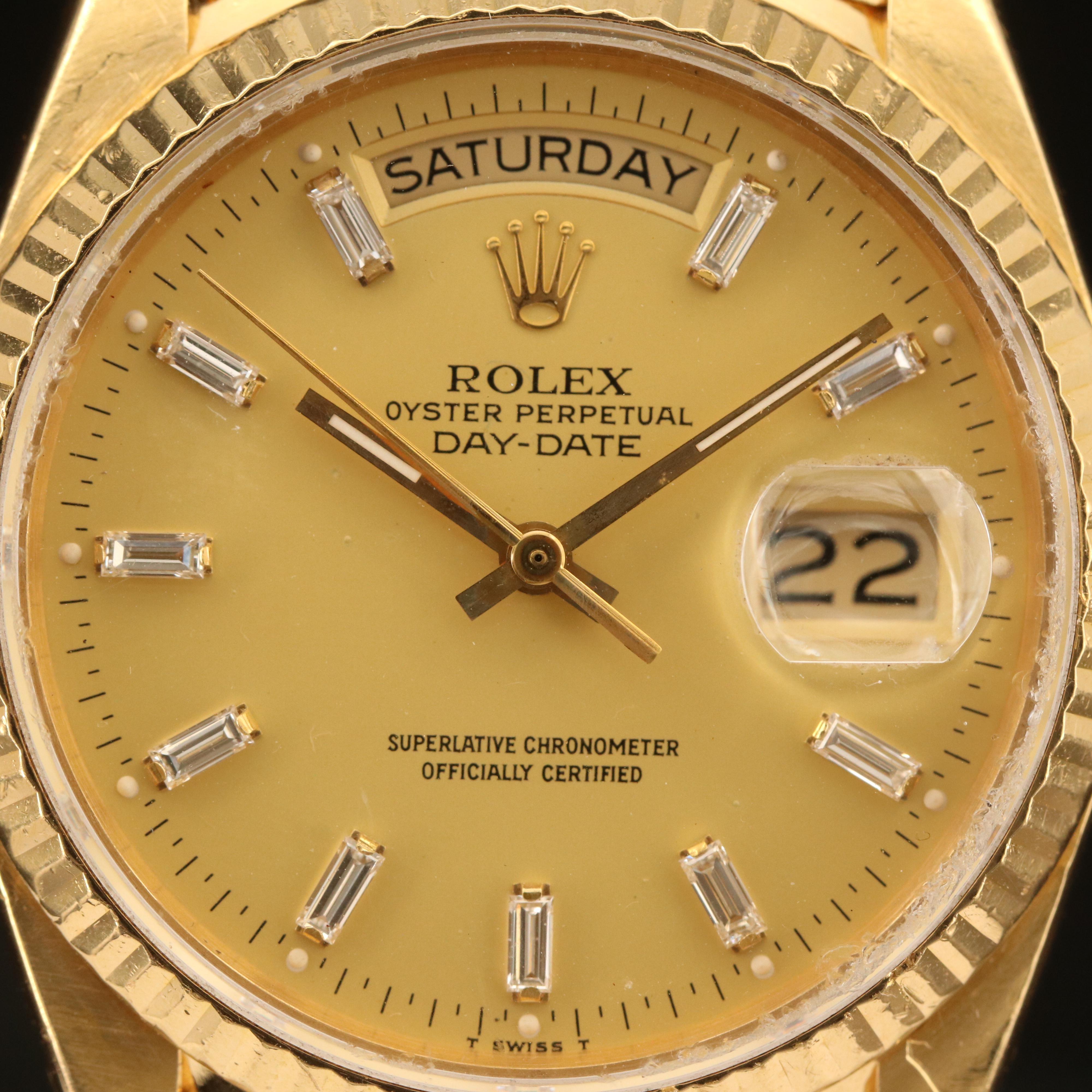 1987 - 1988 18K Rolex President Oyster Perpetual Day-Date Diamond Watch