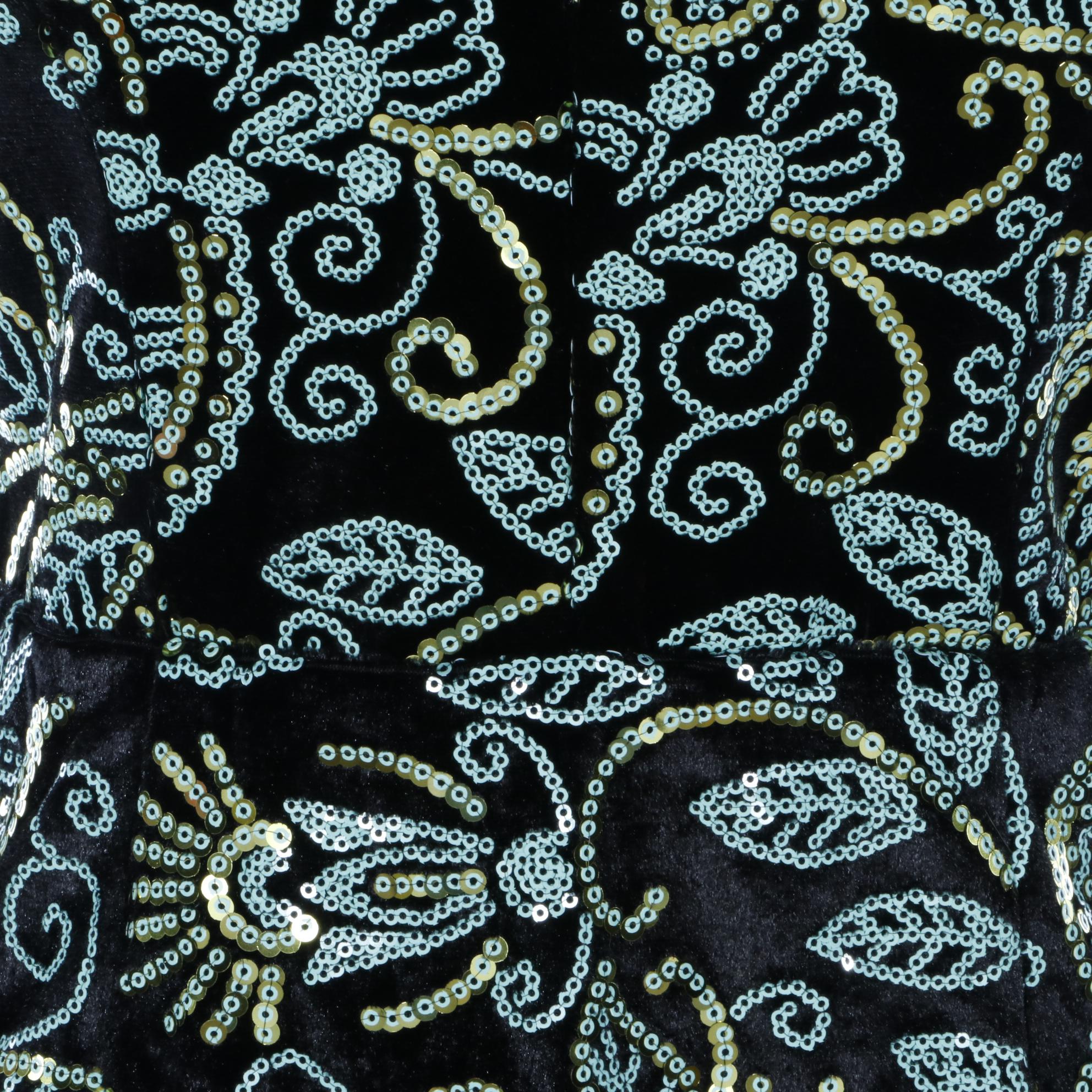 Cosmopolitan Sequined Sleeveless Dress and Bebe Studded Finge Vest