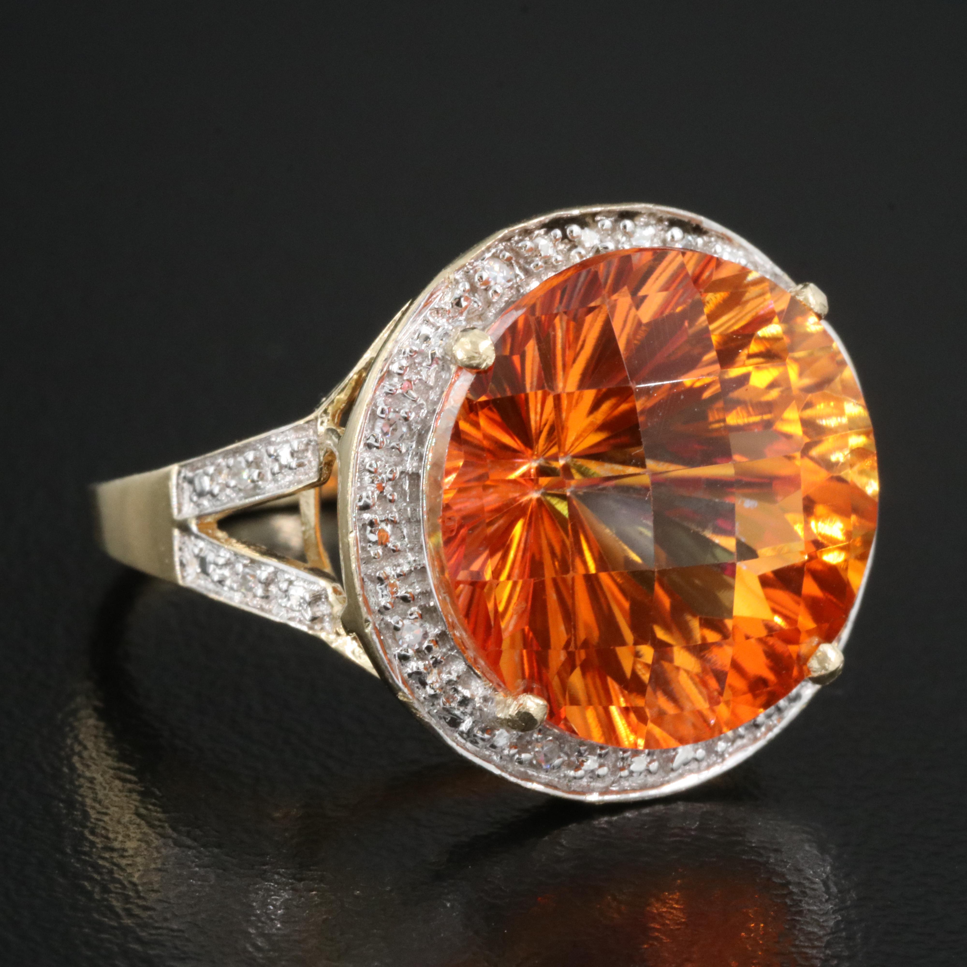 14K Topaz and Diamond Ring