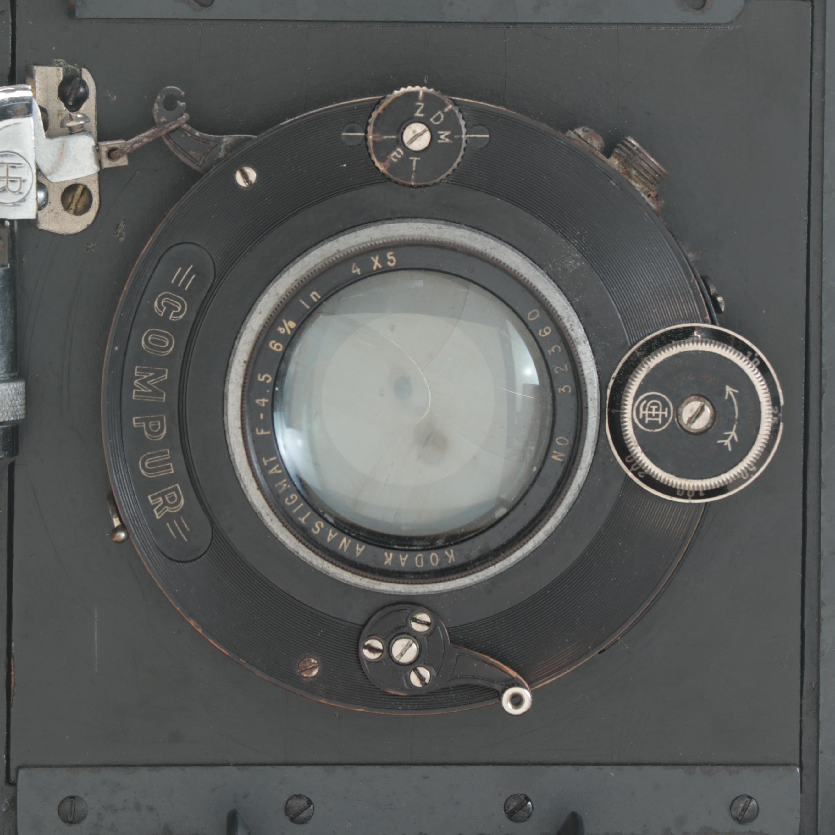 Folmer Graflex Speed Graphic Camera,  Kodak Anastigmat Lens, Ansco Tripod Stand