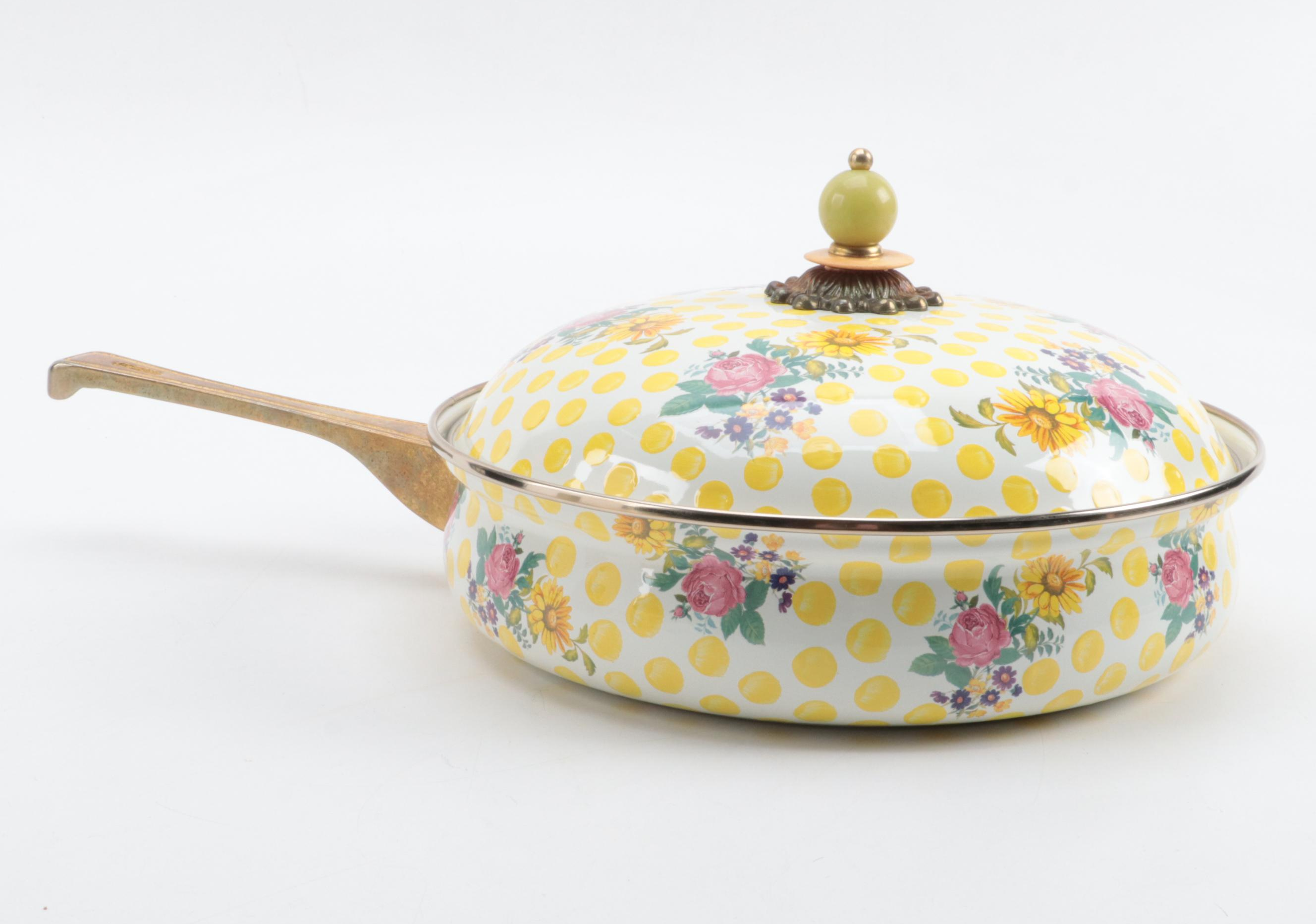 MacKenzie-Childs "Buttercup" Enameled Metal Lidded Skillets