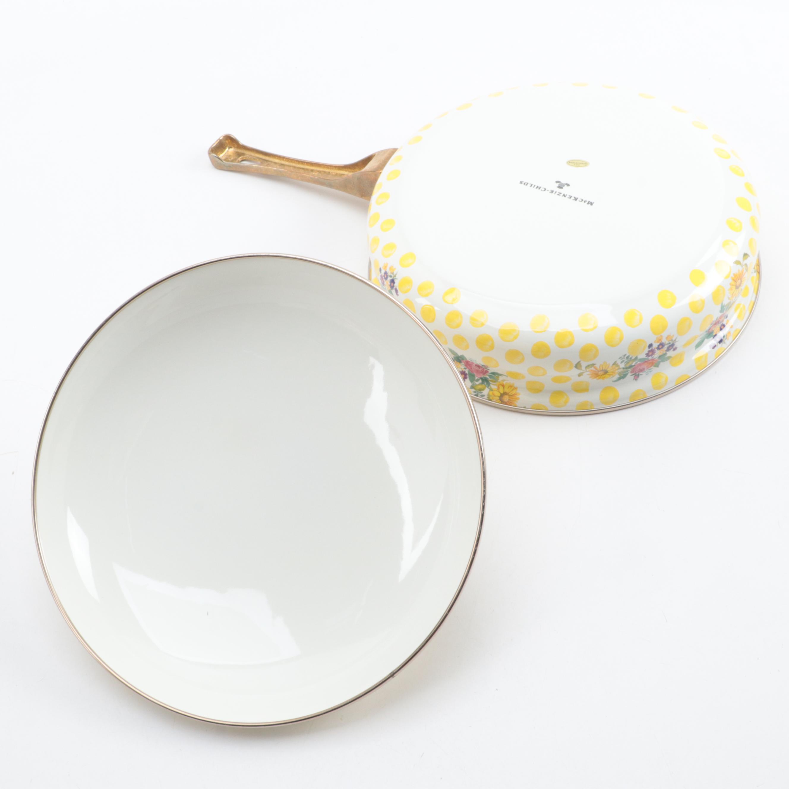 MacKenzie-Childs "Buttercup" Enameled Metal Lidded Skillets