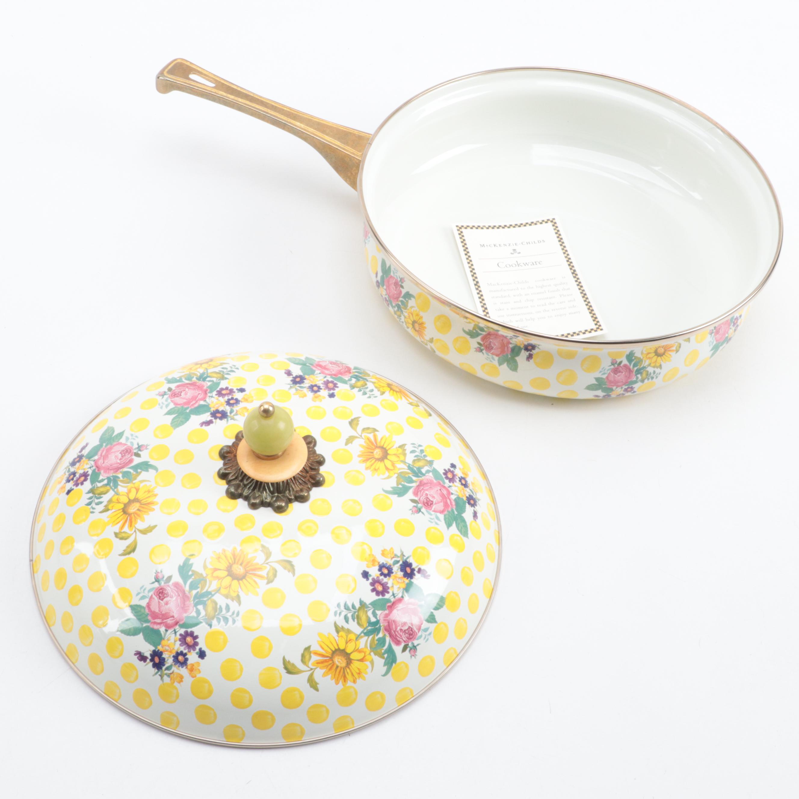 MacKenzie-Childs "Buttercup" Enameled Metal Lidded Skillets