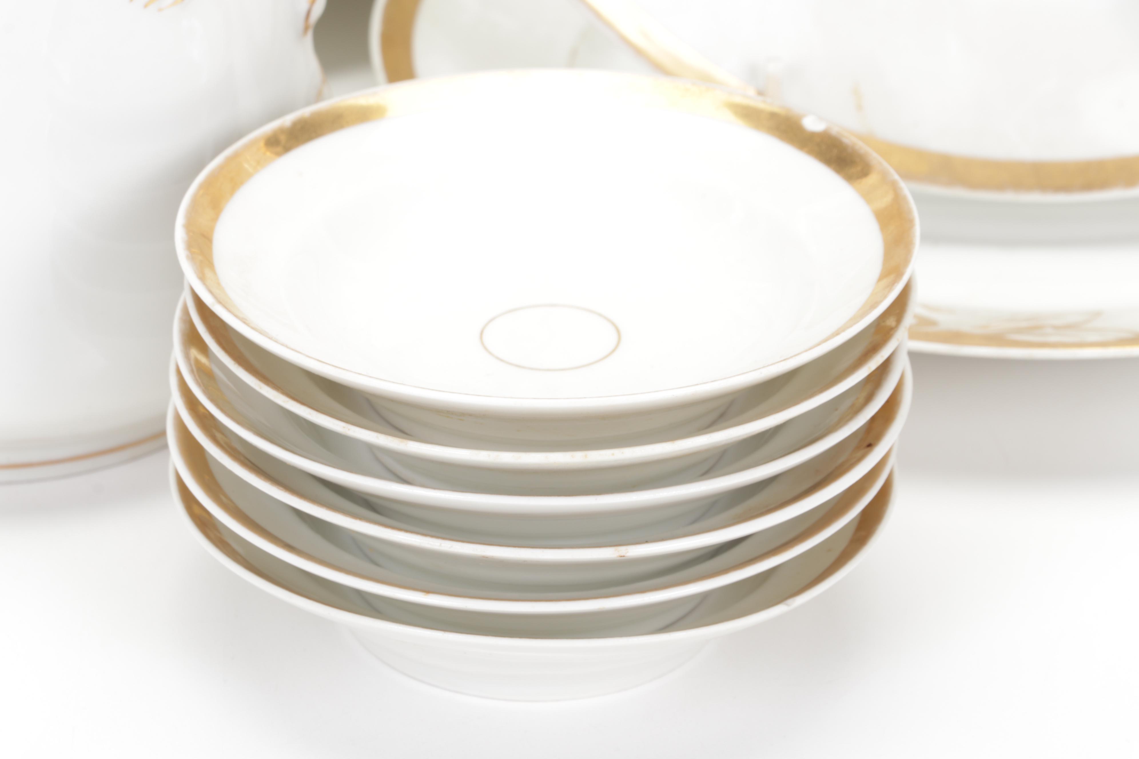 Haviland "Silver Anniversary" and "Wedding Ring" Gilt Porcelain Dinnerware