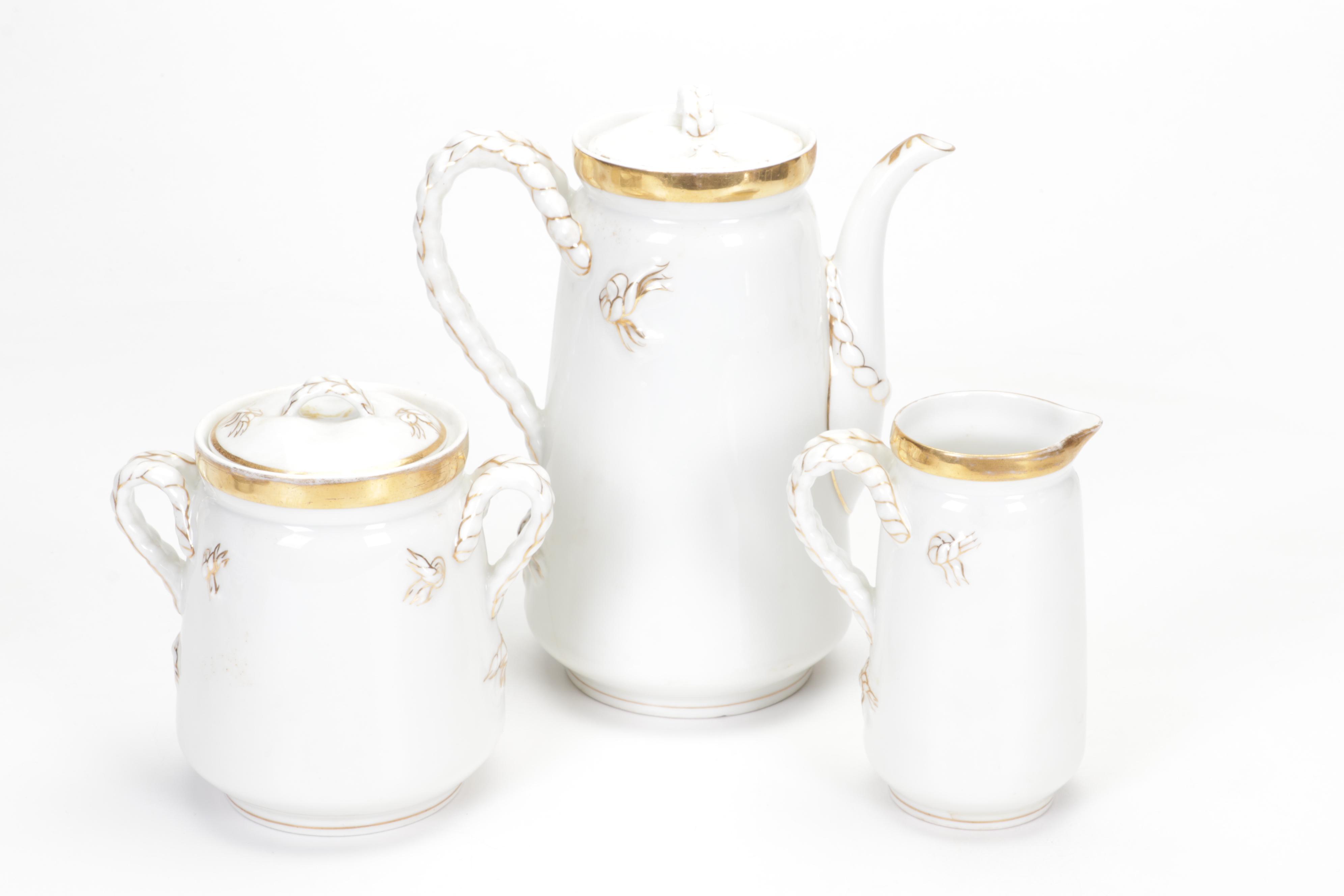 Haviland "Silver Anniversary" and "Wedding Ring" Gilt Porcelain Dinnerware