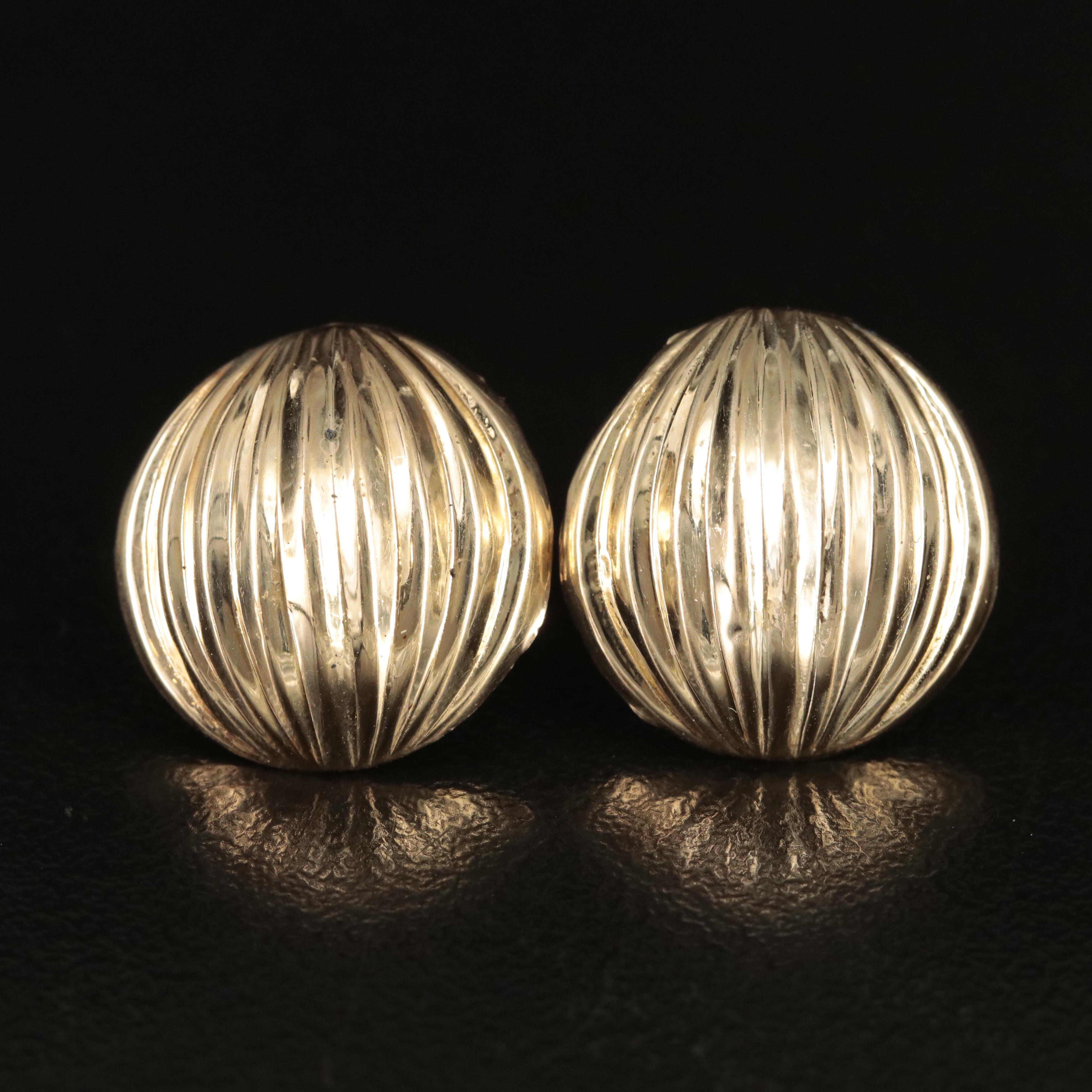 14K Fluted Earrings