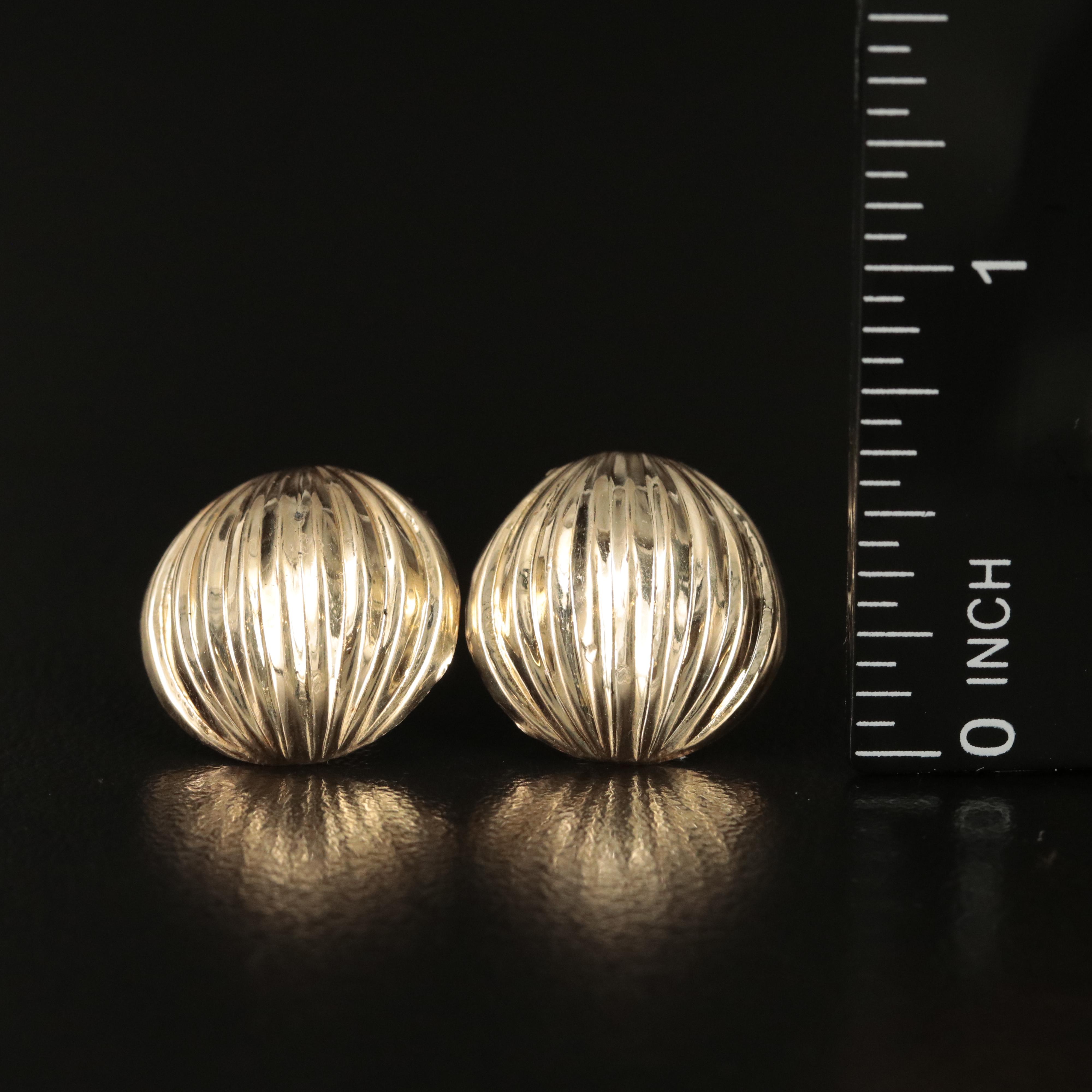 14K Fluted Earrings