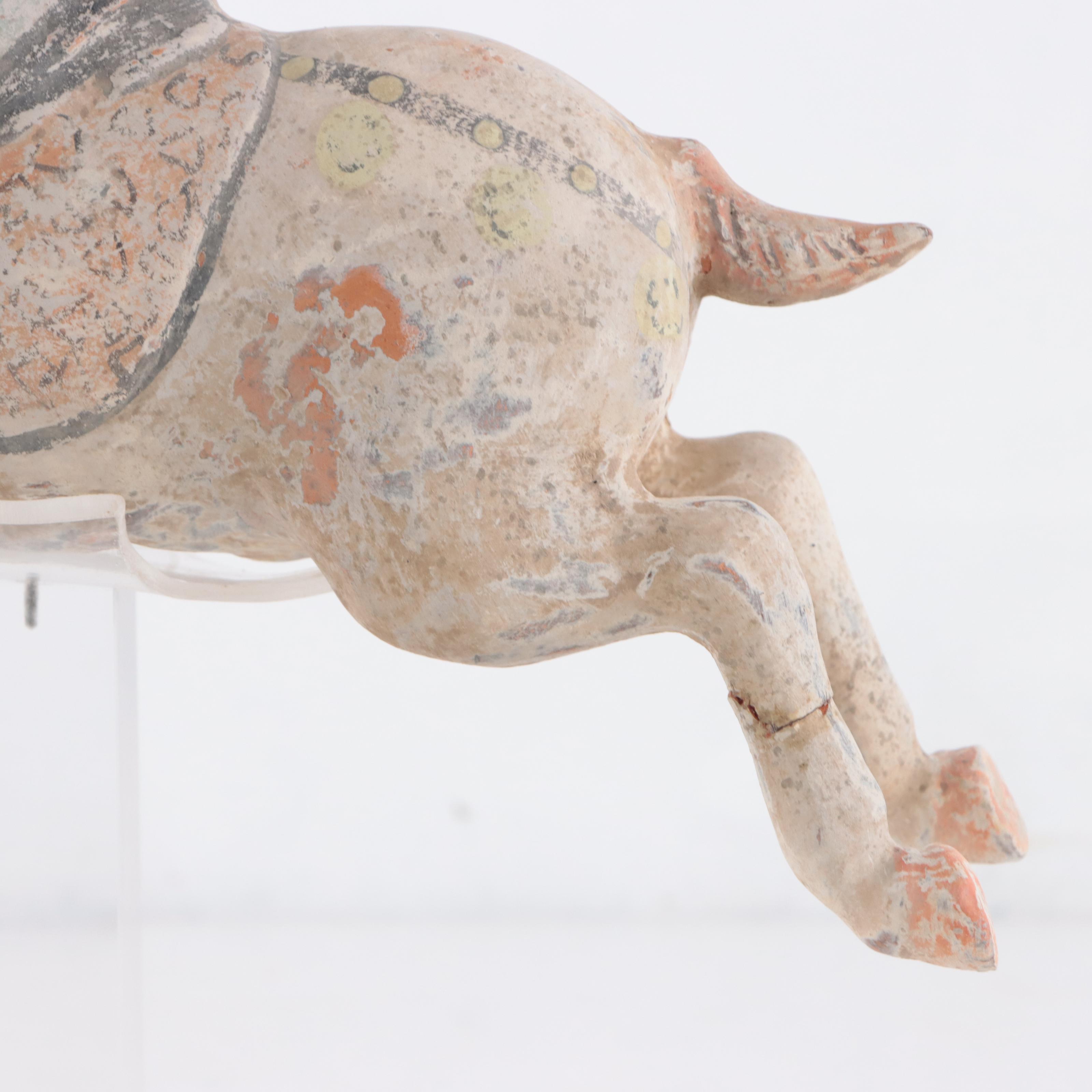 Chinese Tang Dynasty Terracotta Polo Player on Horseback, 8th Century