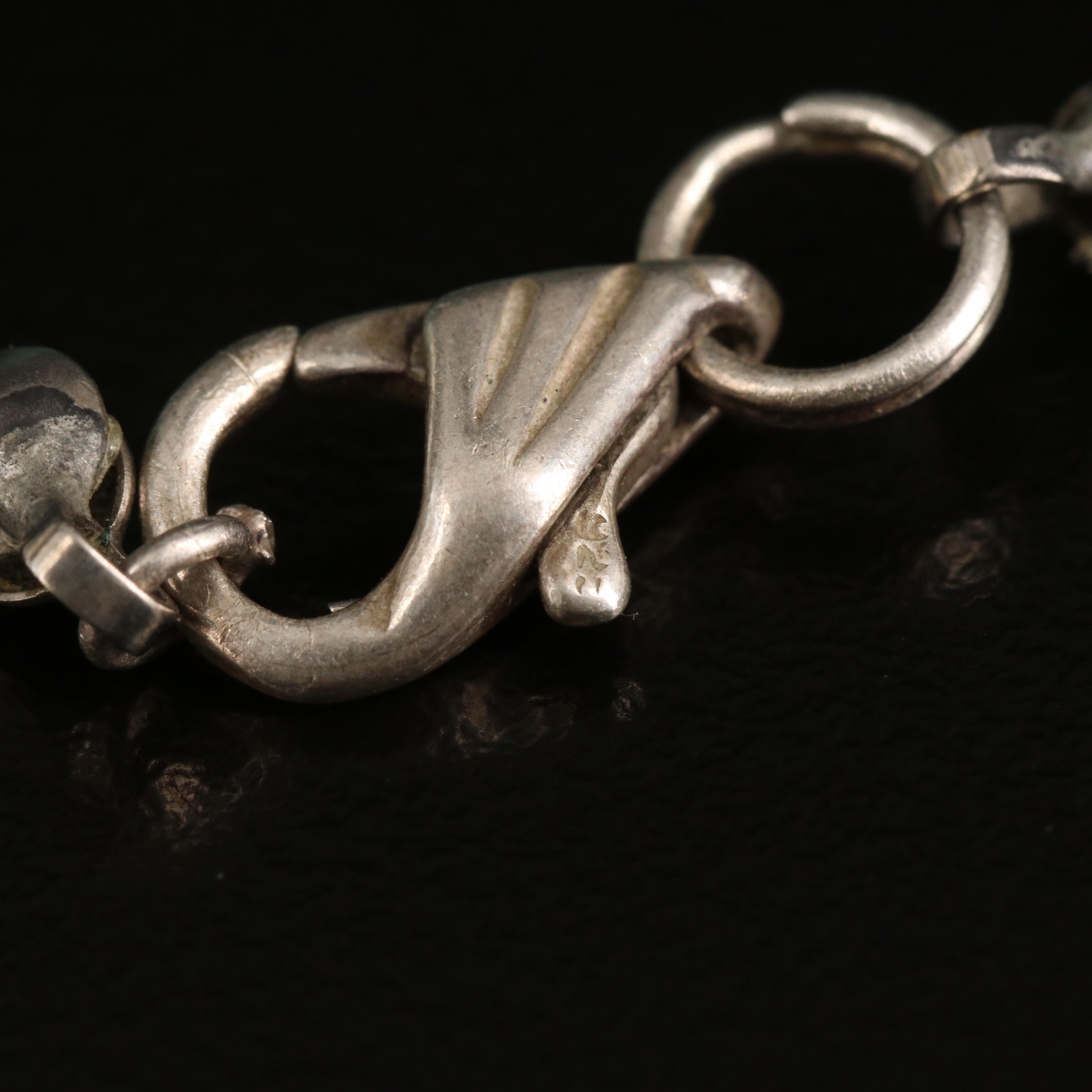 Graduated Turquoise Heshi Bead Necklace with Sterling Clasp