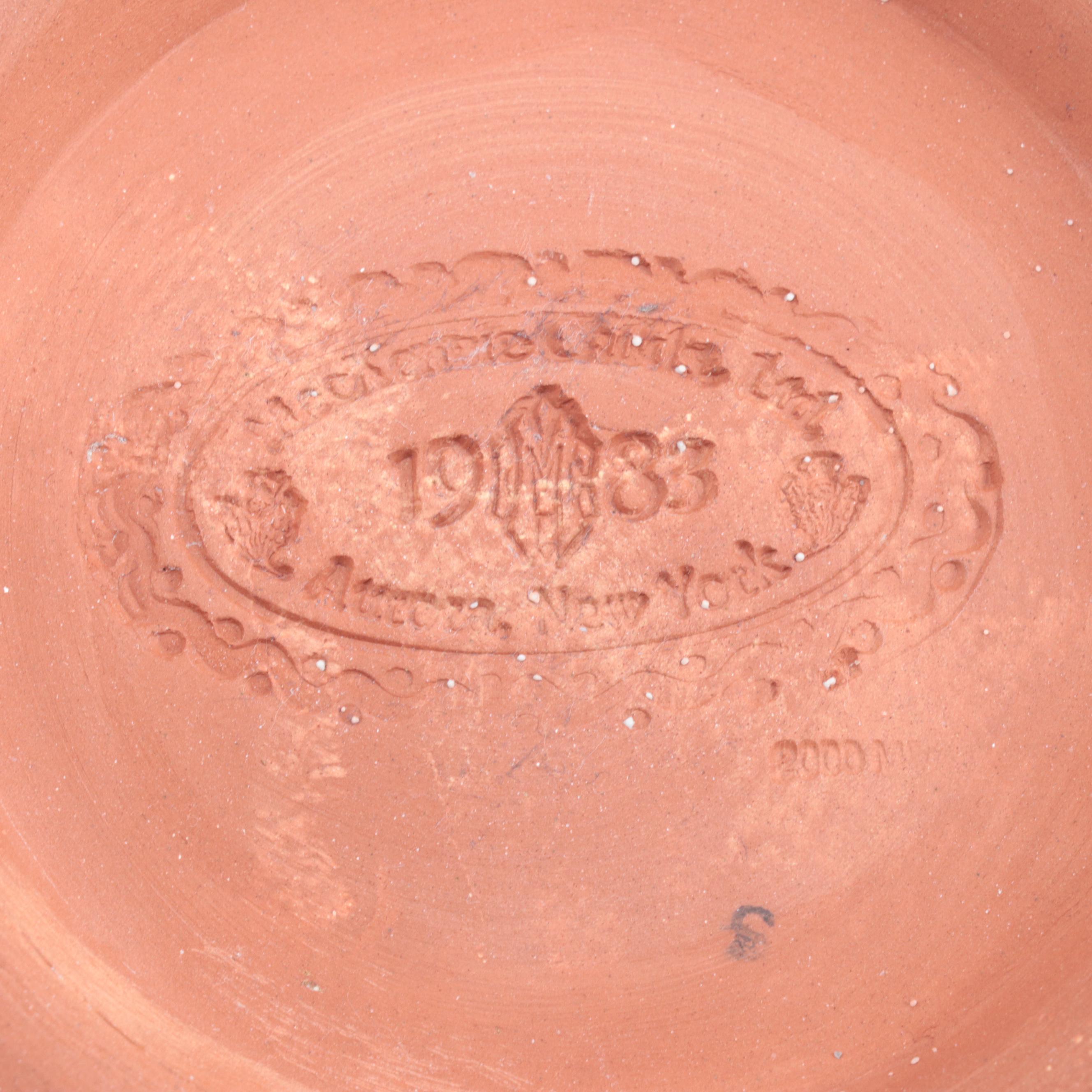 MacKenzie-Childs Hand-Painted Terracotta Ruffled Edge Bowl and Plate