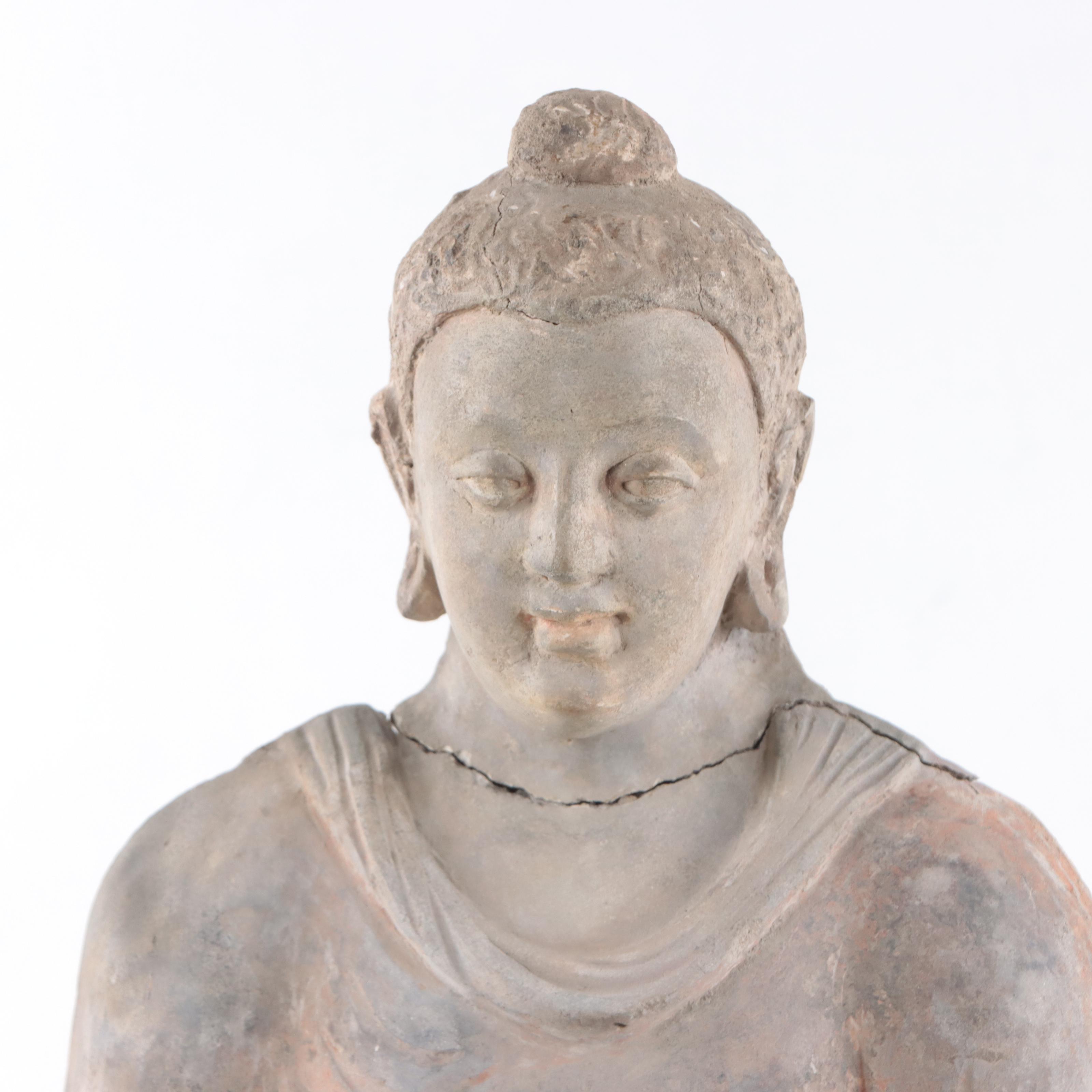 Gandharan Stucco Seated Buddha, 3rd-5th Century