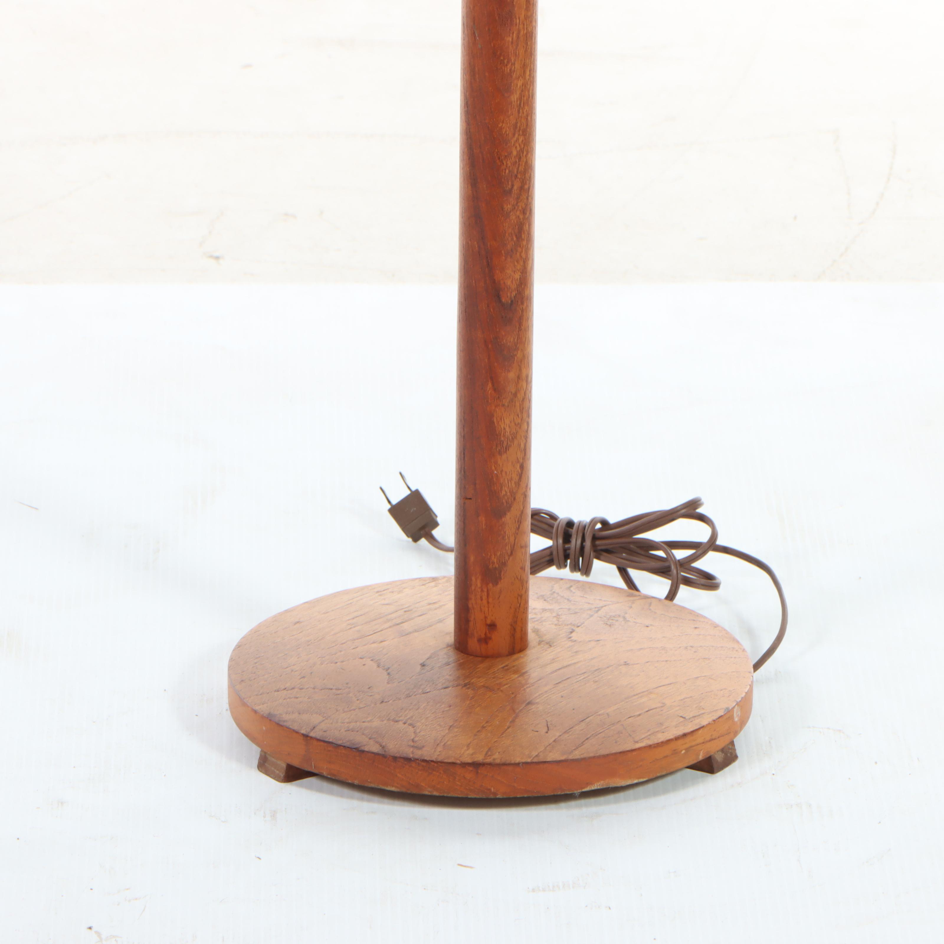 Swedish Wooden Floor Lamp With Square Shade, Contemporary