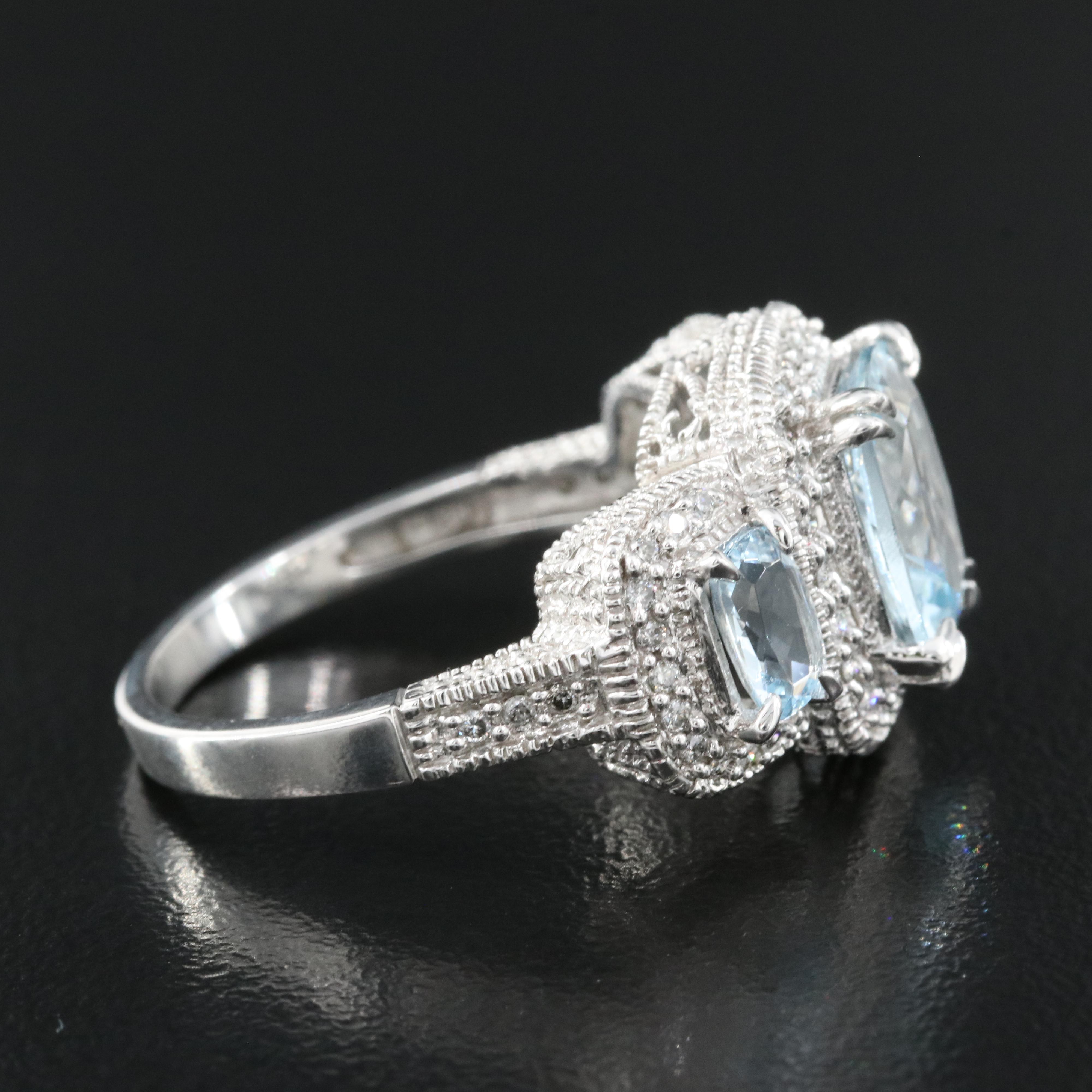 14K Aquamarine and Diamond Ring