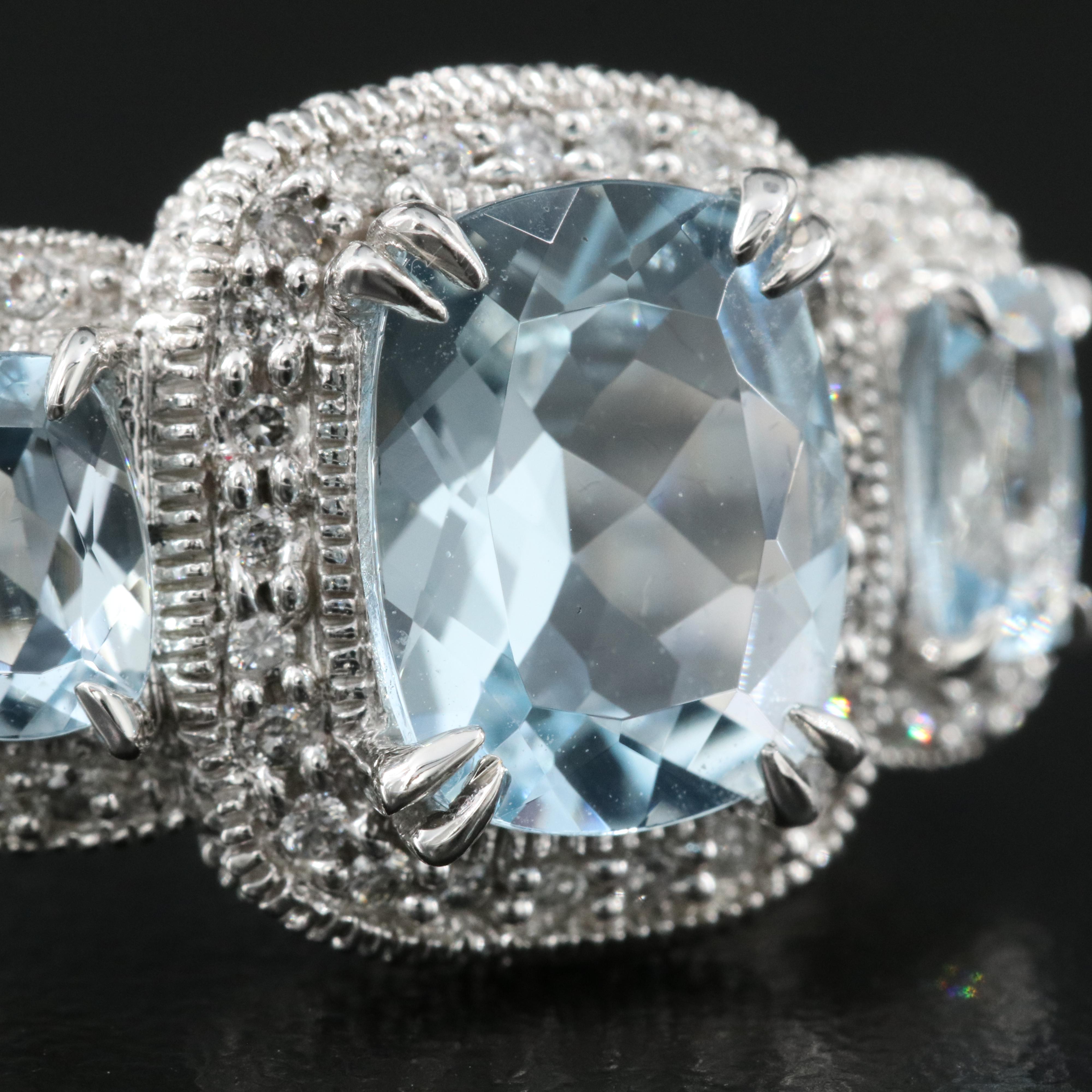 14K Aquamarine and Diamond Ring