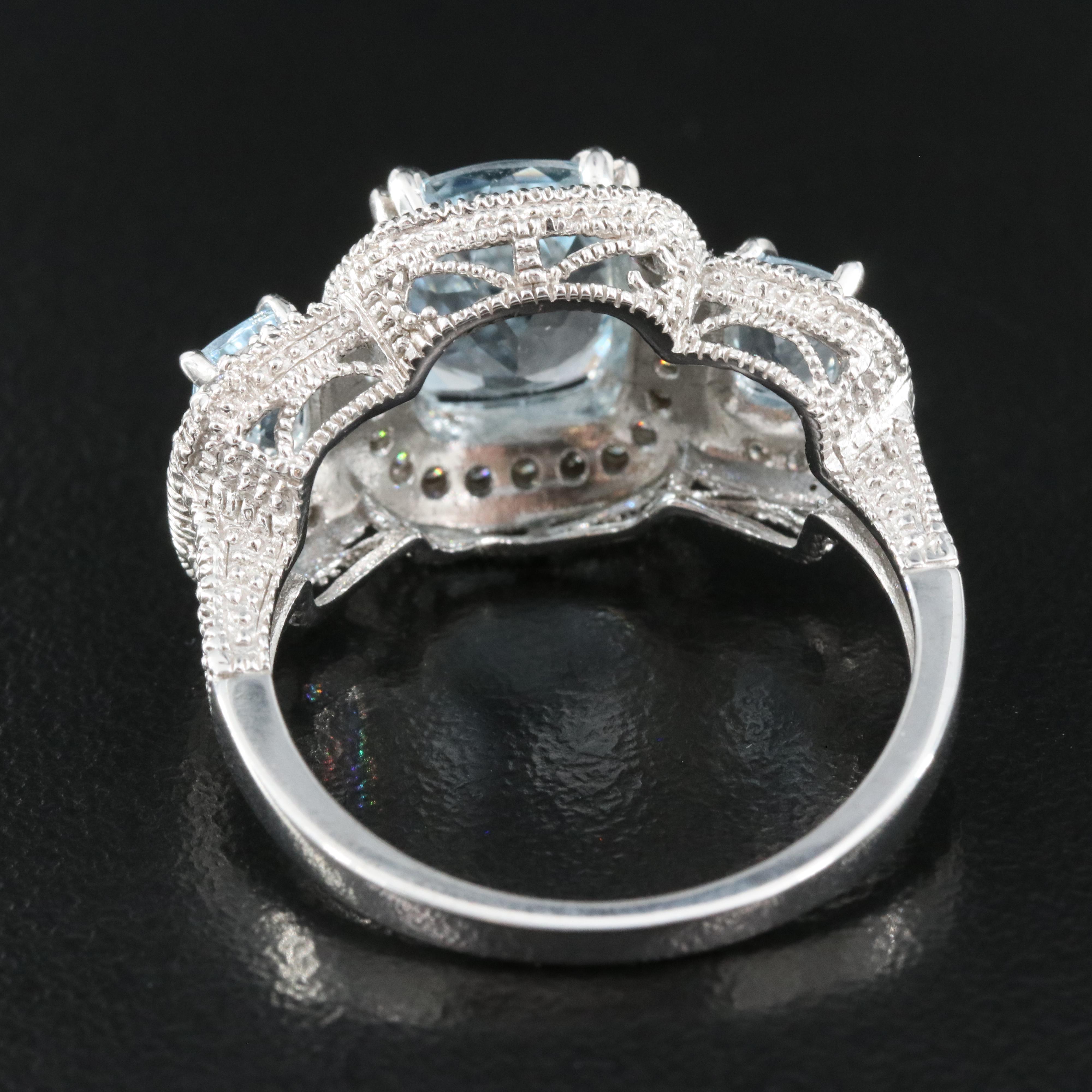 14K Aquamarine and Diamond Ring