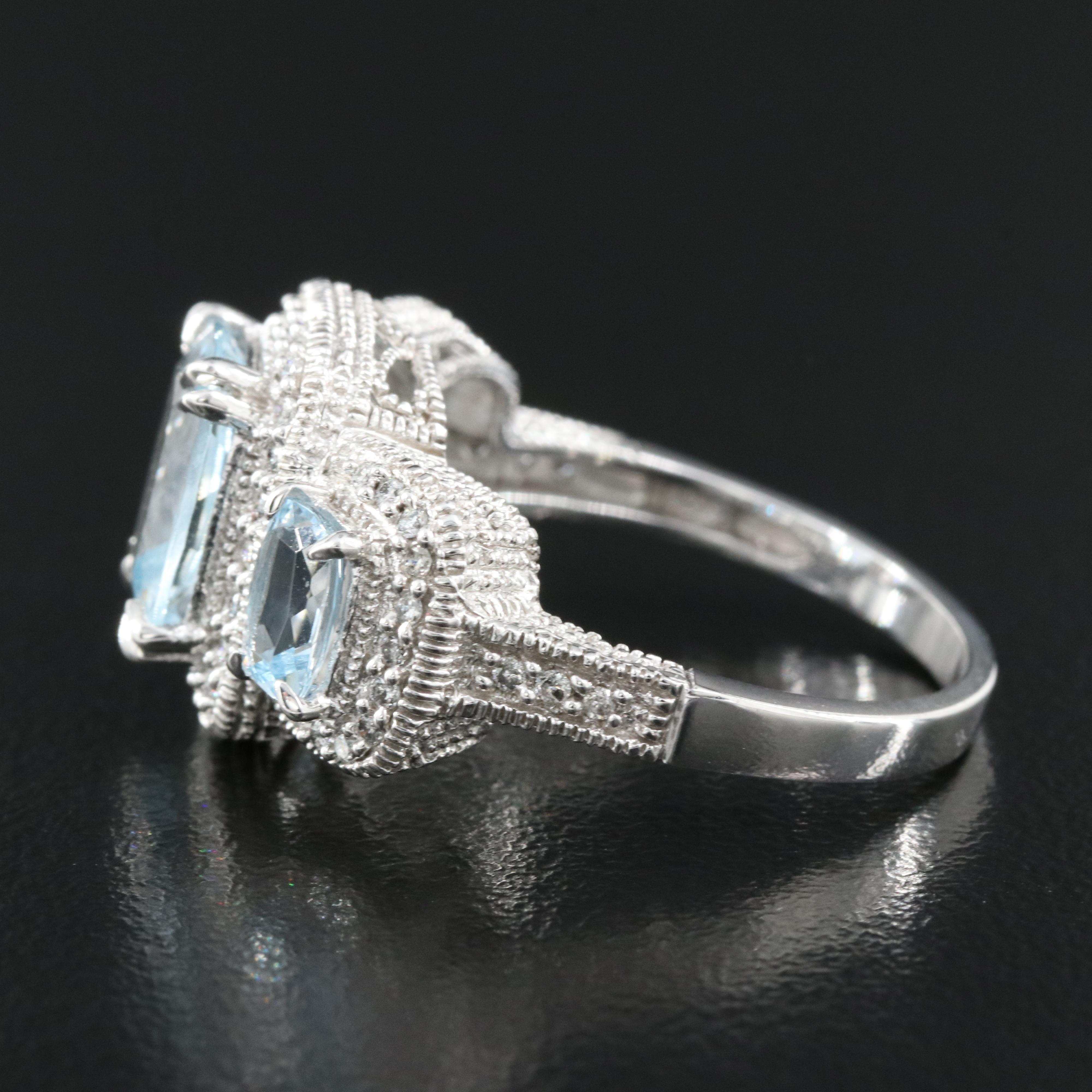 14K Aquamarine and Diamond Ring