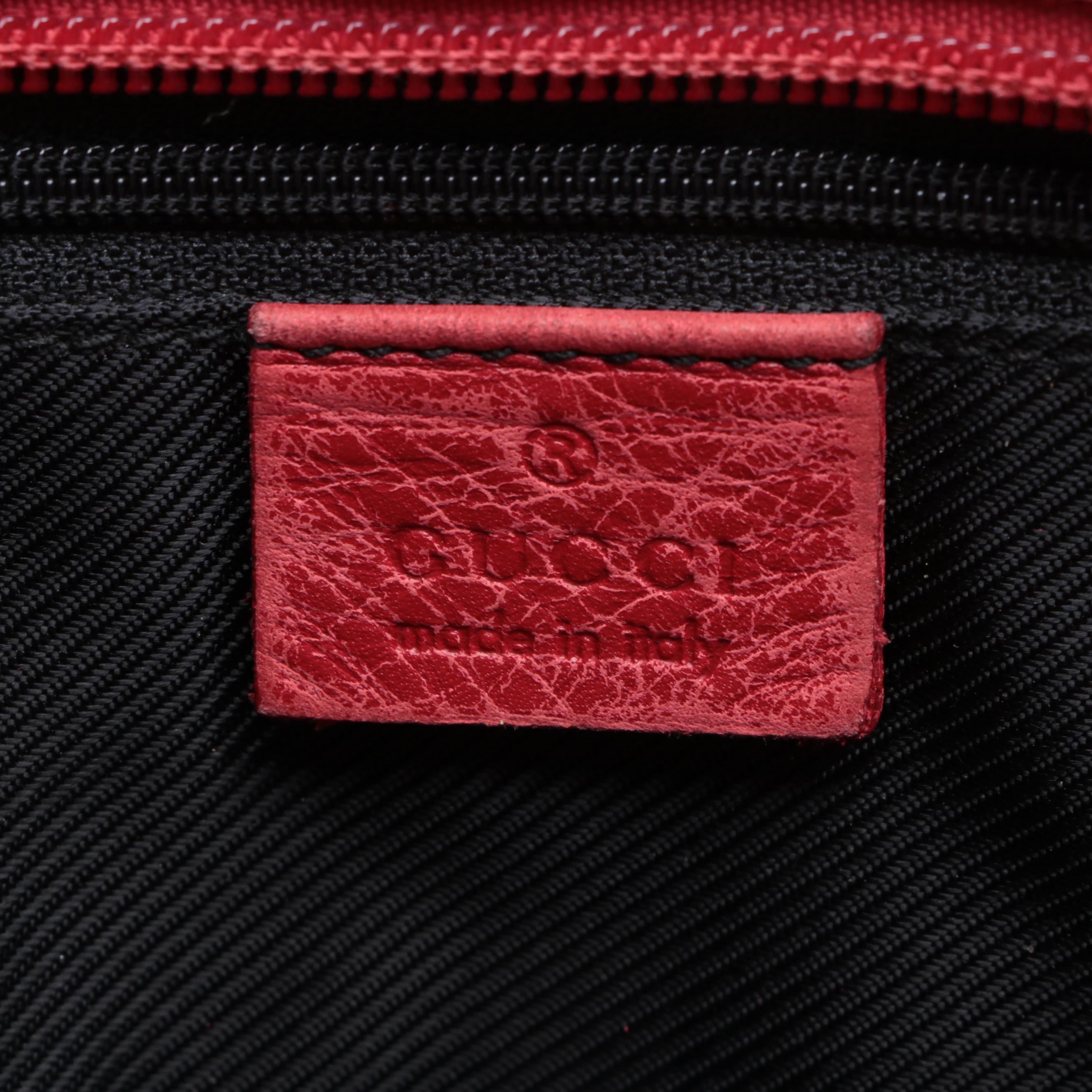 Gucci Slim Zip Tote in GG Canvas and Red Leather