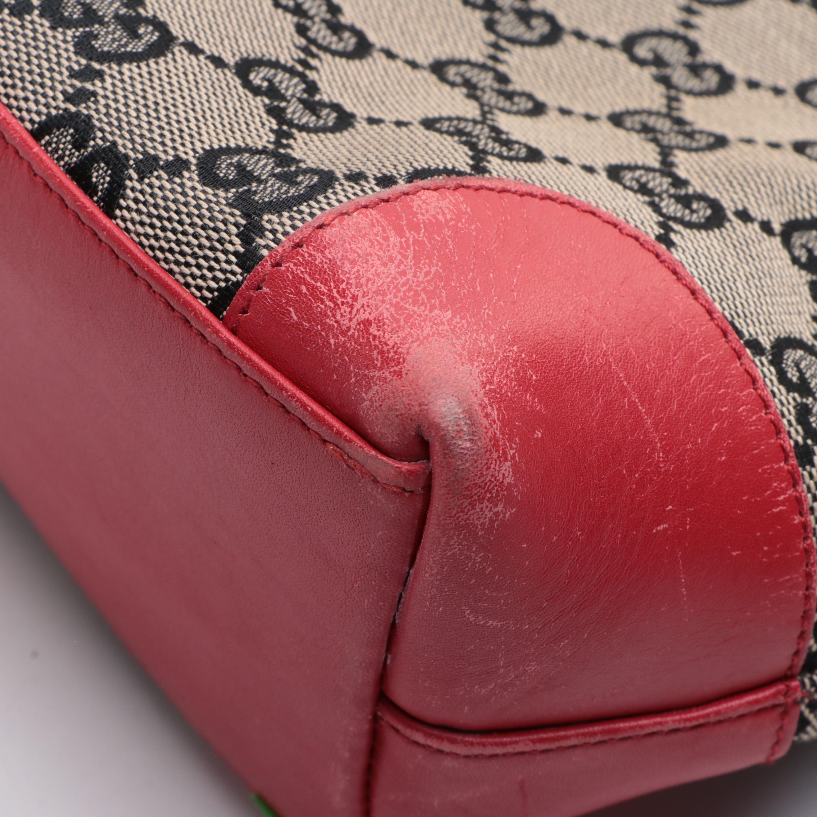 Gucci Slim Zip Tote in GG Canvas and Red Leather