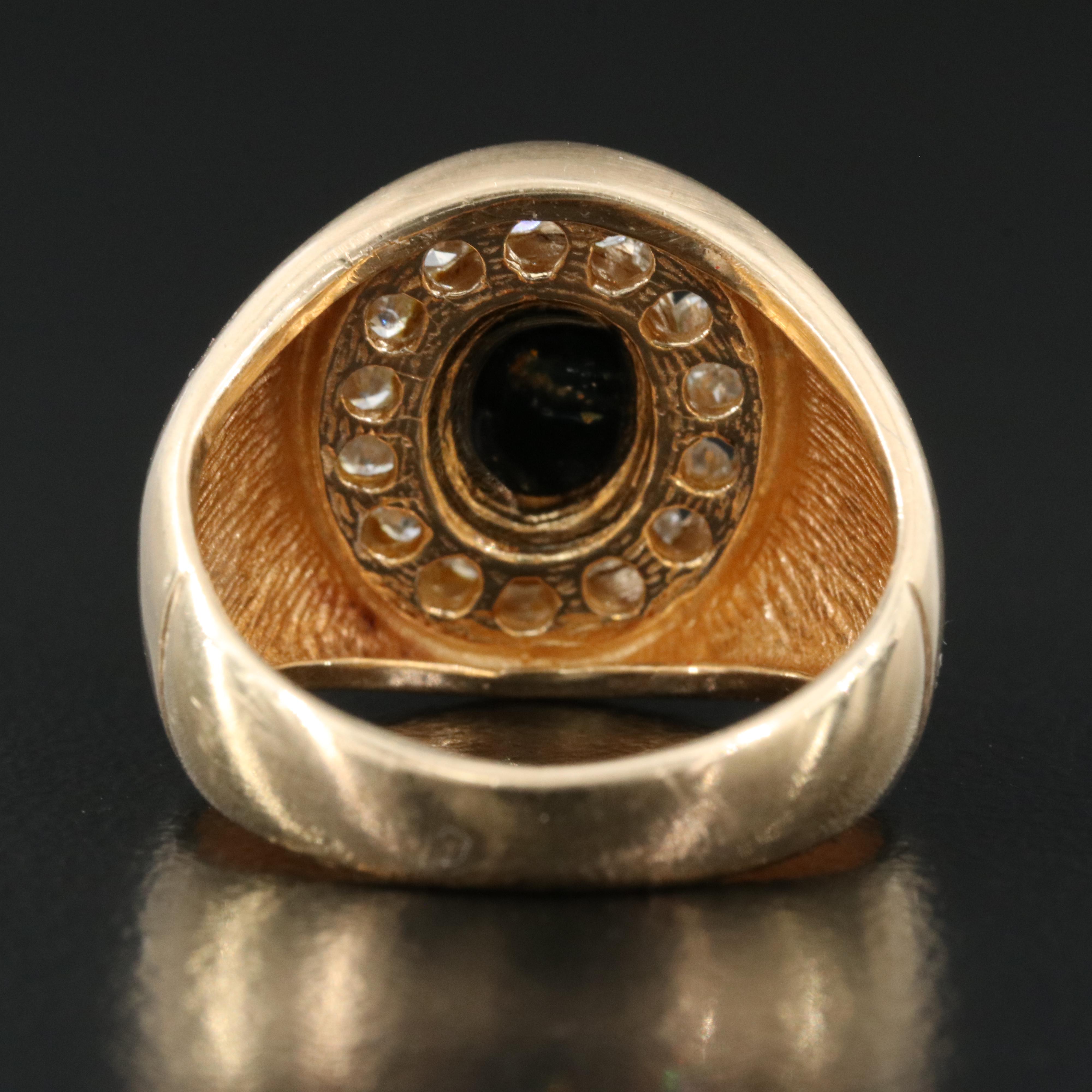 14K Imitation Opal and Diamond Ring