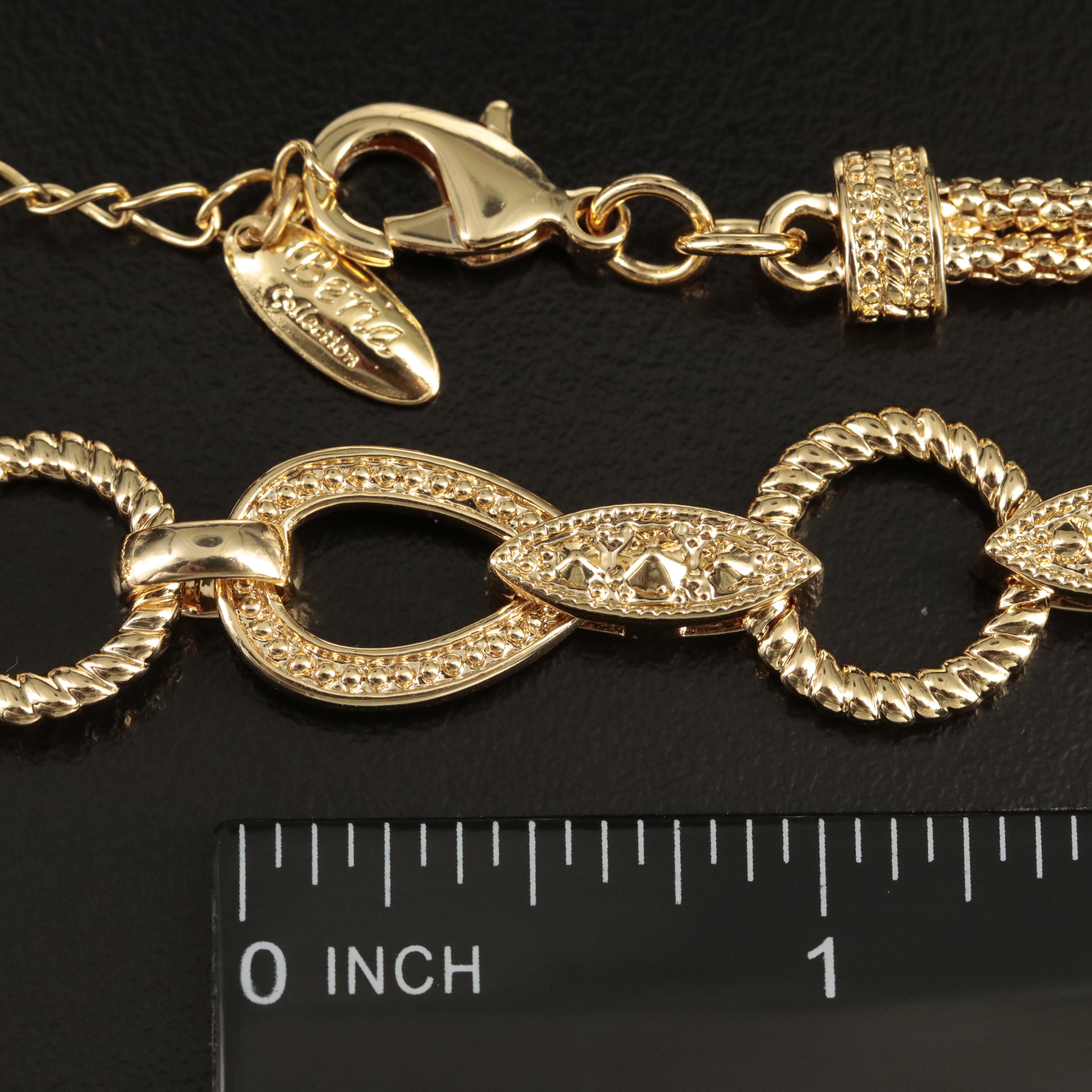 Double Popcorn Chain Necklace with Decorative Link Accents