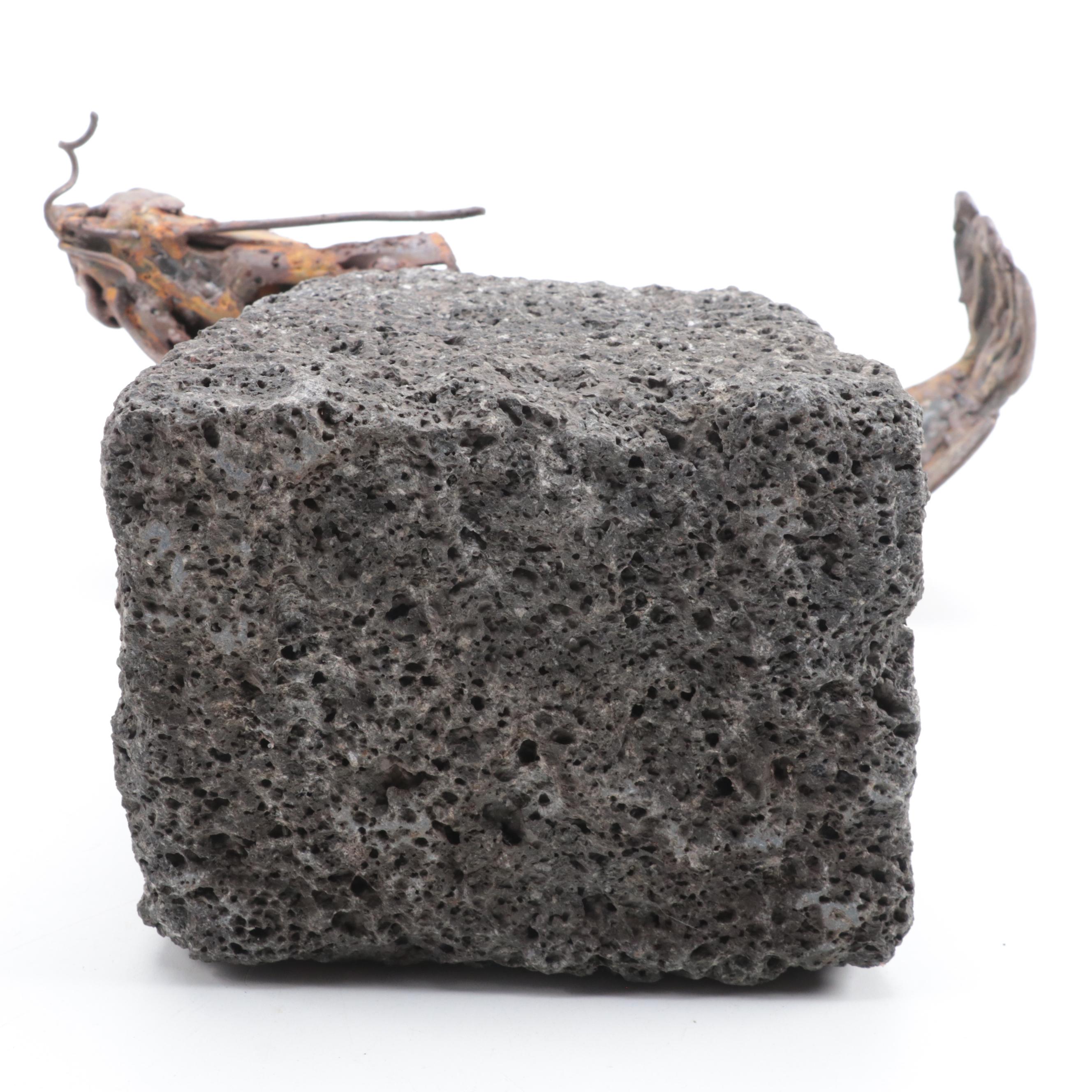 Theodore Gall Iron Sculpture of a Fish with Human Face, Circa 1987