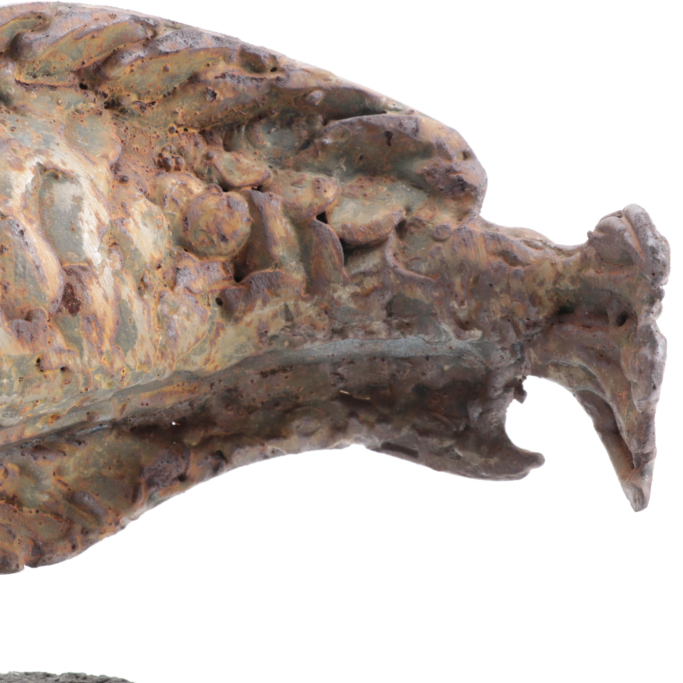 Theodore Gall Iron Sculpture of a Fish with Human Face, Circa 1987