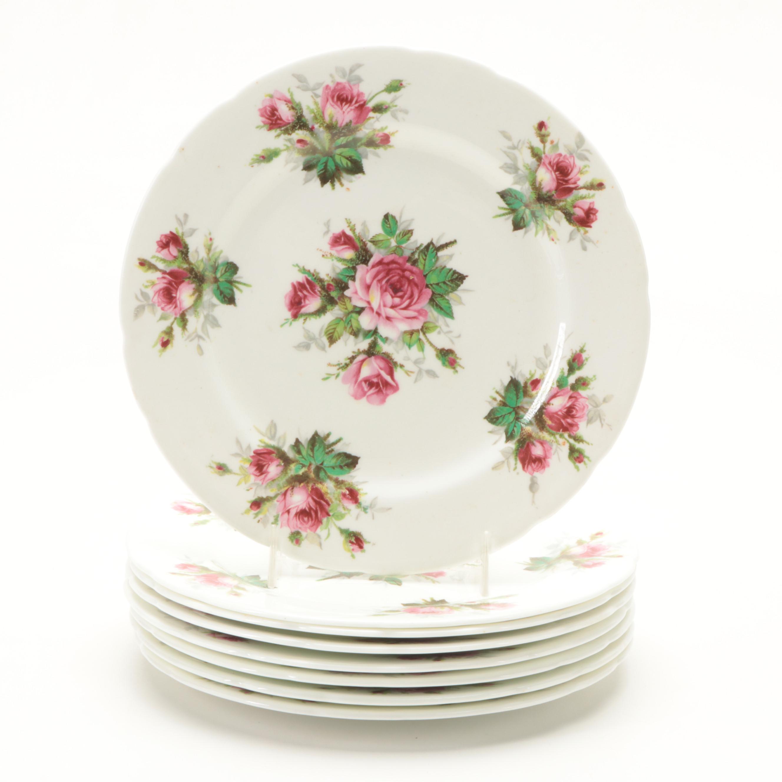 Tressemanes & Vogt Limoges and Other English Salad Plates with Butter Dish