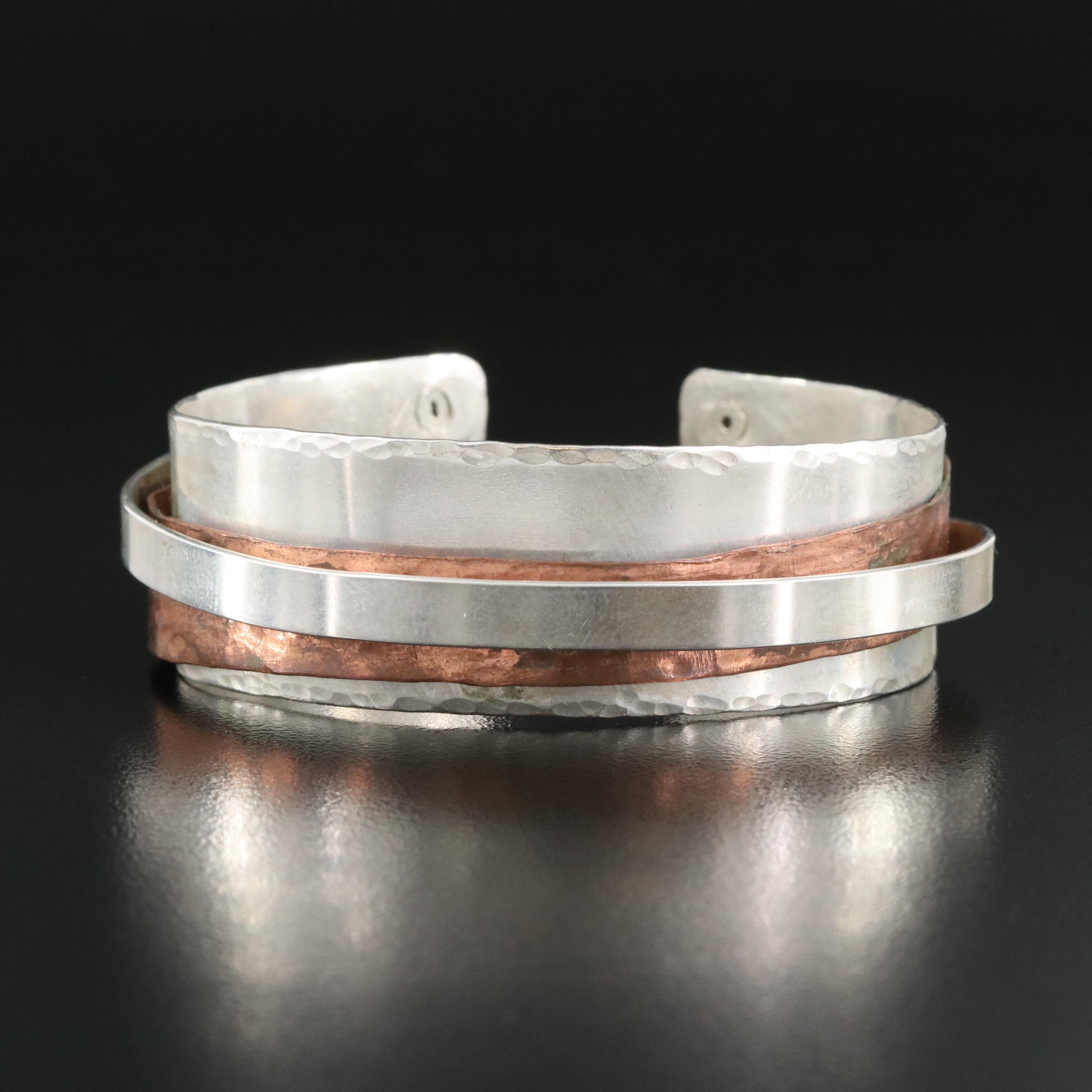 Studio Signed Lynell Sterling Cuff with Copper Accent