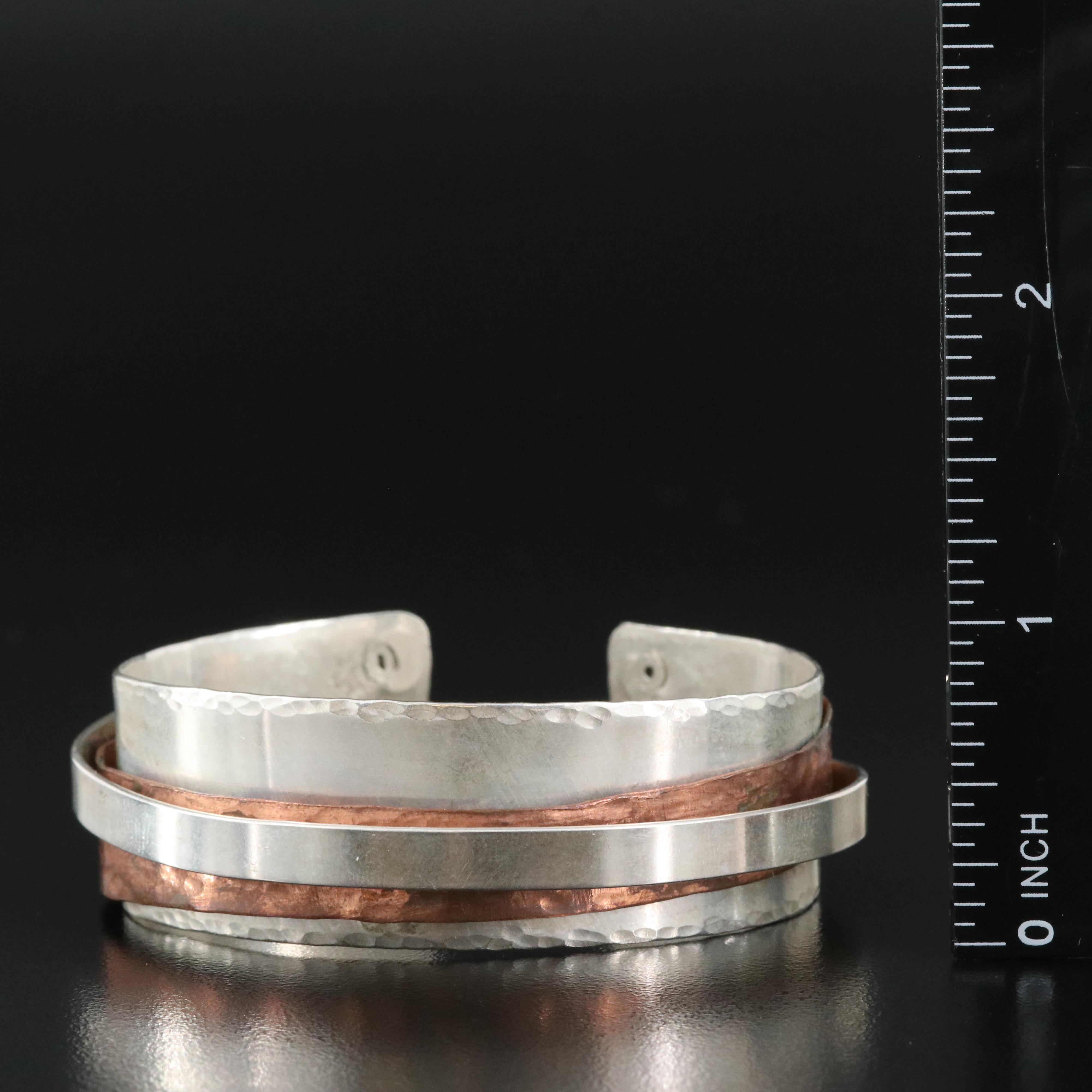 Studio Signed Lynell Sterling Cuff with Copper Accent