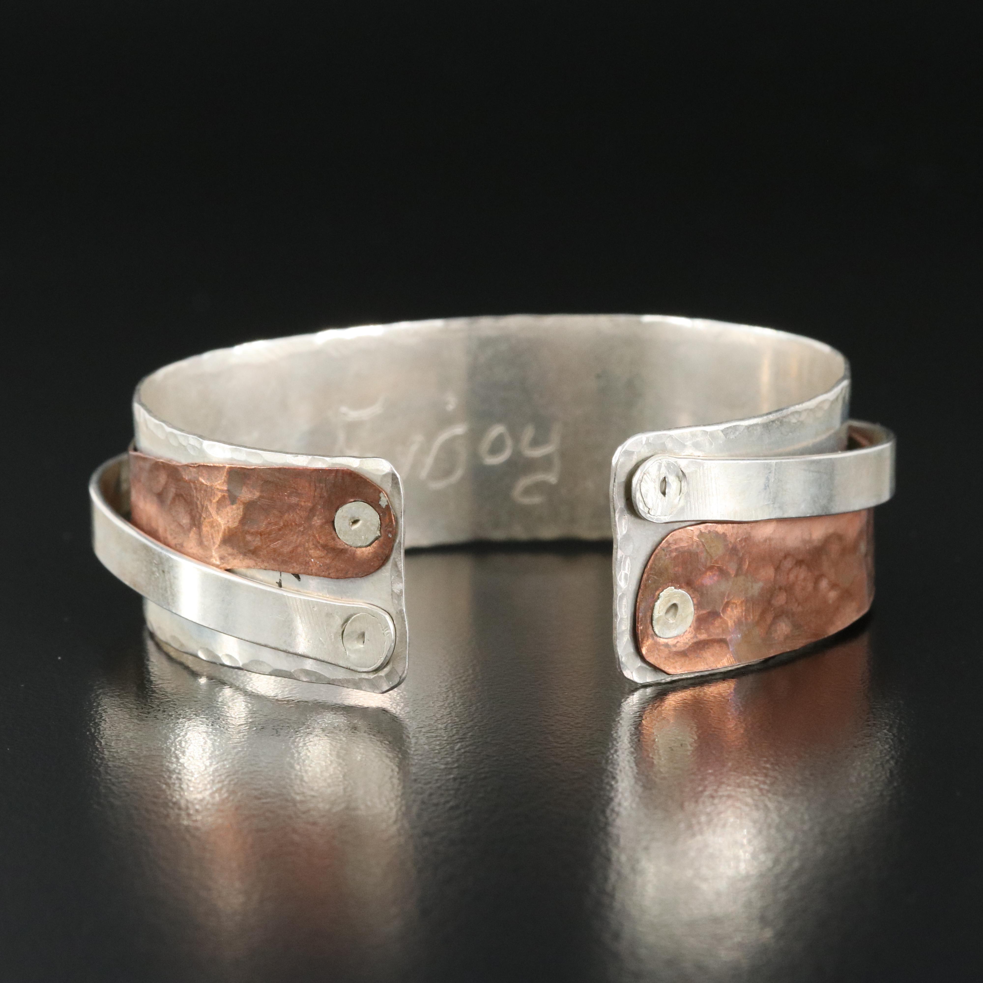 Studio Signed Lynell Sterling Cuff with Copper Accent