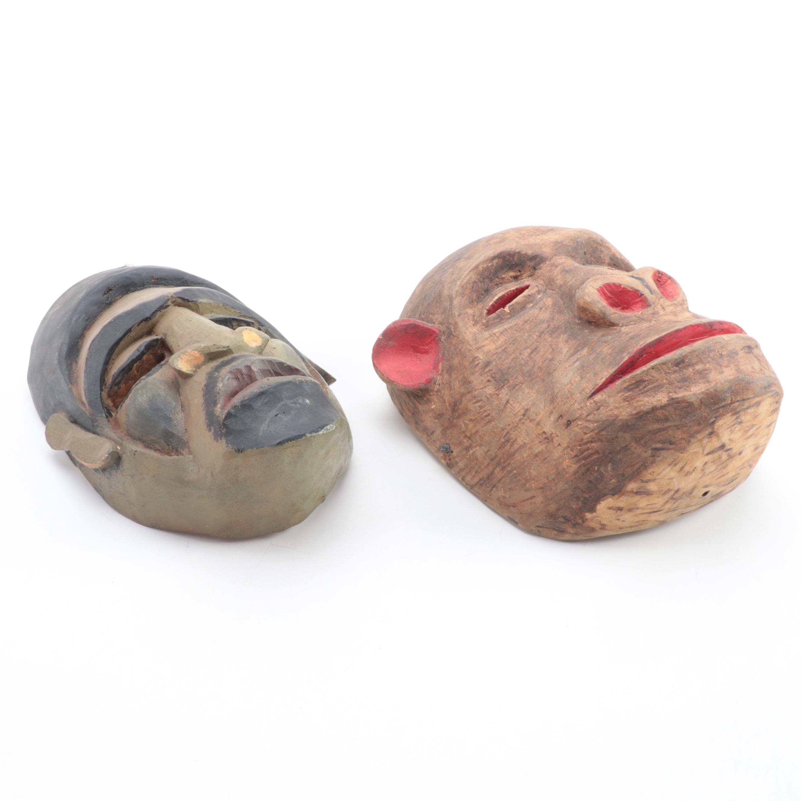 Brunka Costa Rican Carved Wooden Masks, Circa 2005