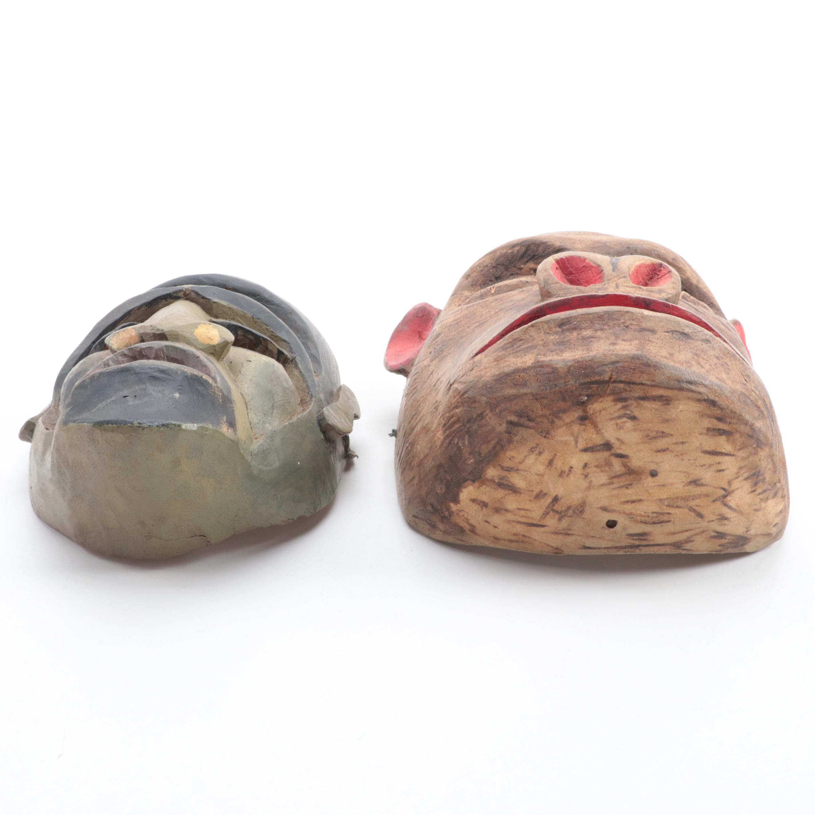 Brunka Costa Rican Carved Wooden Masks, Circa 2005