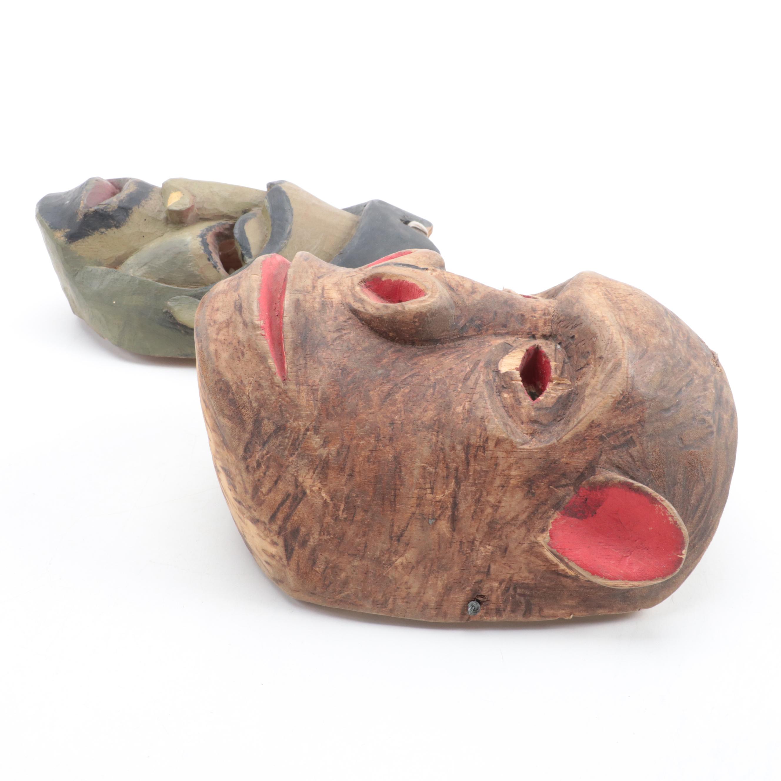 Brunka Costa Rican Carved Wooden Masks, Circa 2005