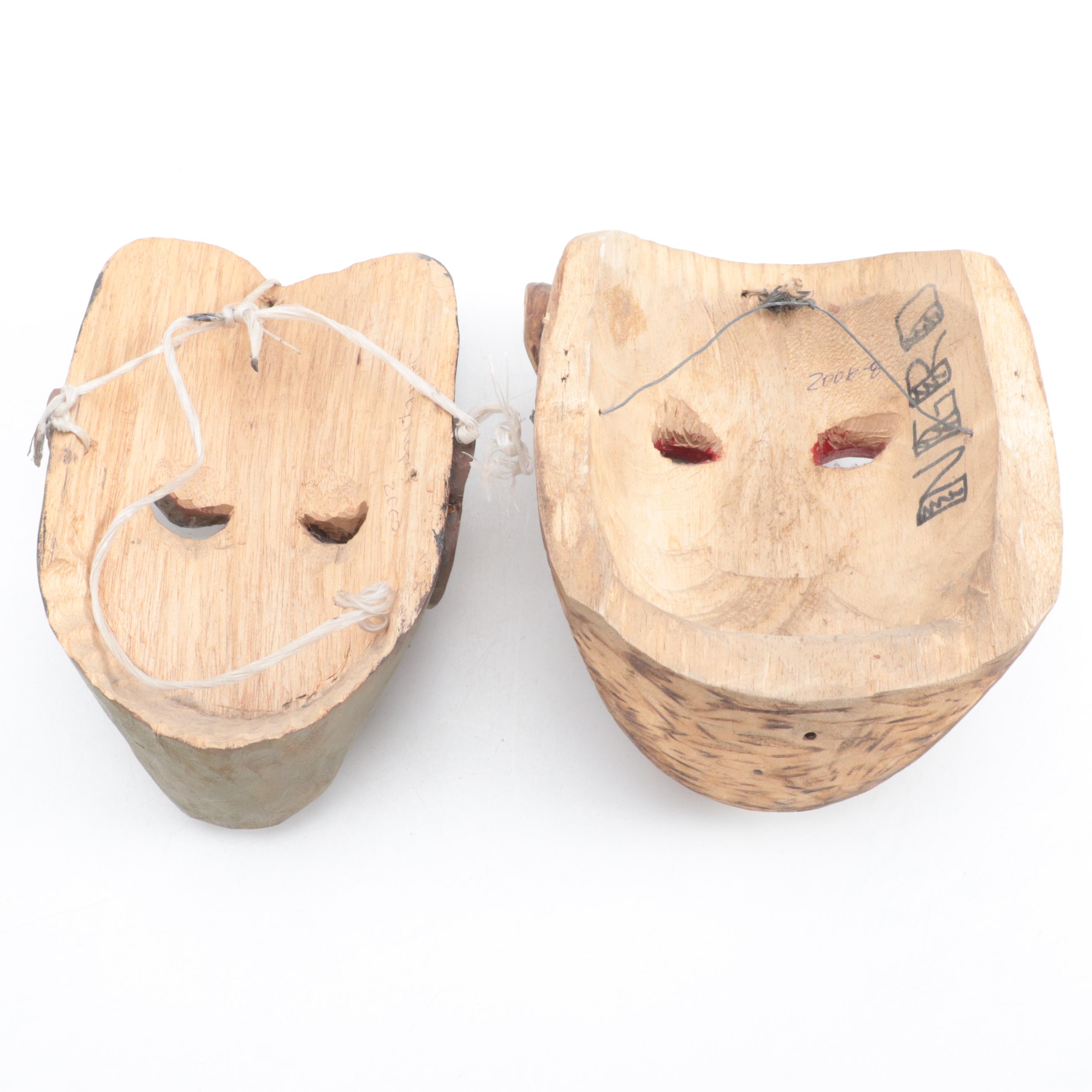 Brunka Costa Rican Carved Wooden Masks, Circa 2005