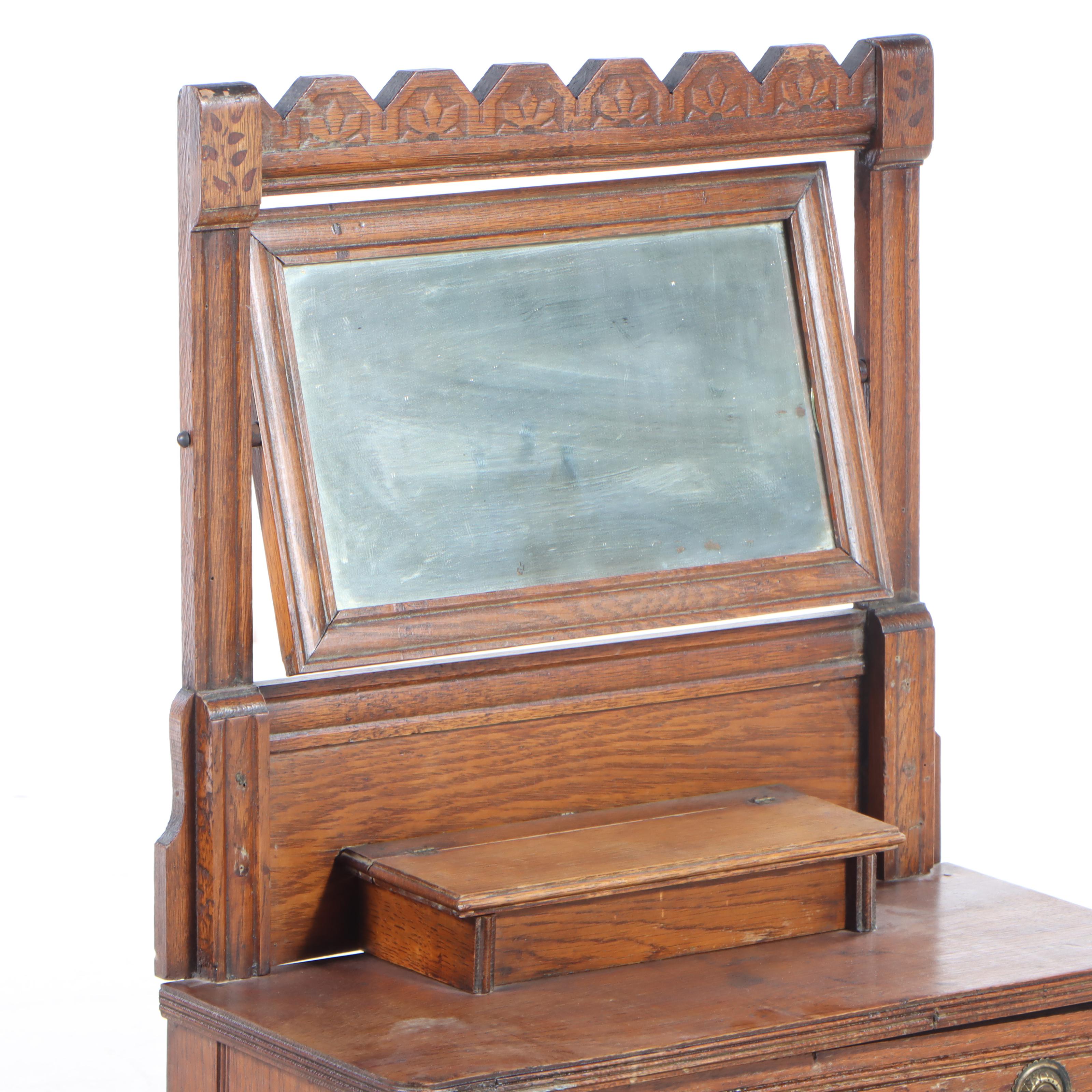 Late Victorian Paint-Decorated Oak Three-Drawer Dresser, circa 1900