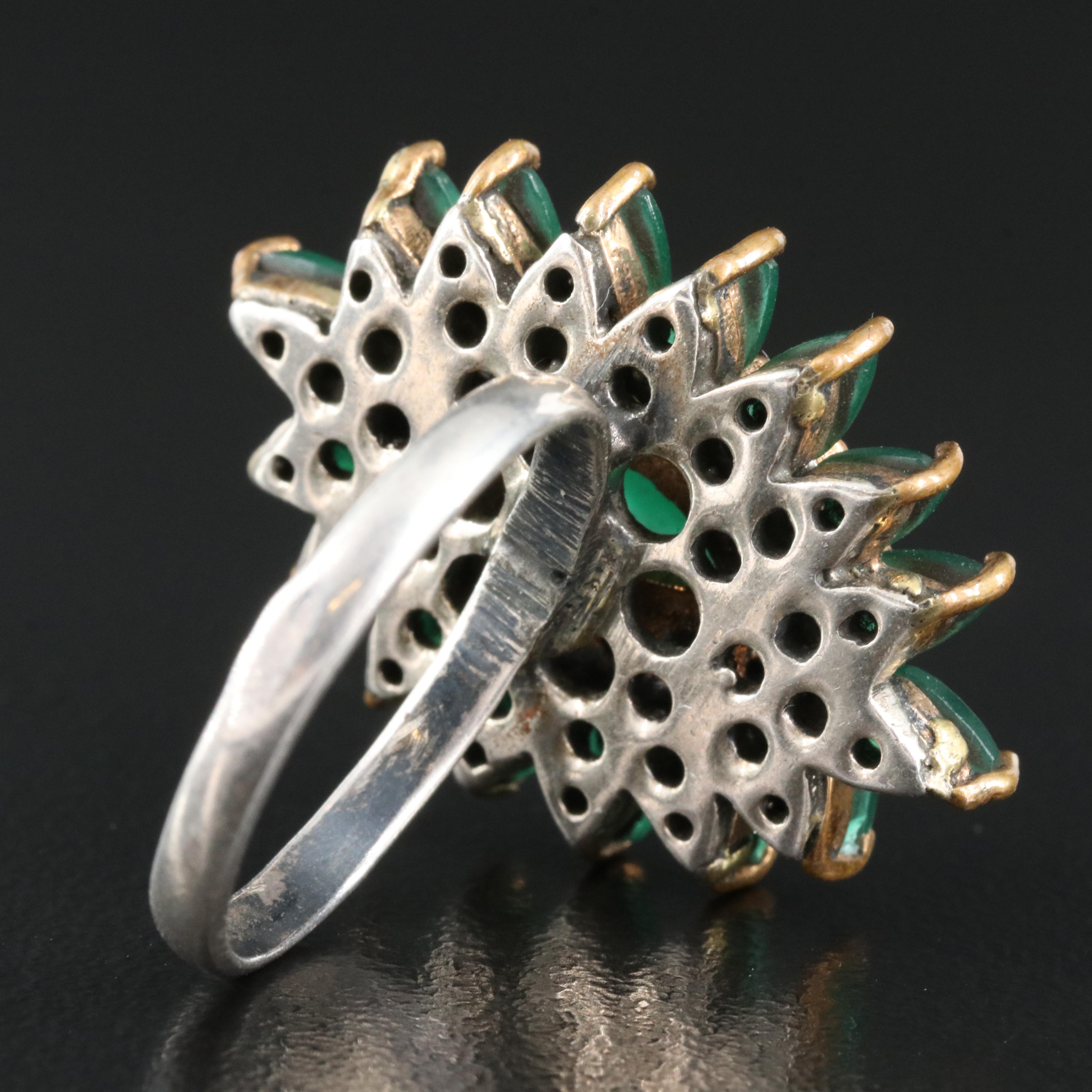 Sterling Glass and Cubic Zirconia Ring