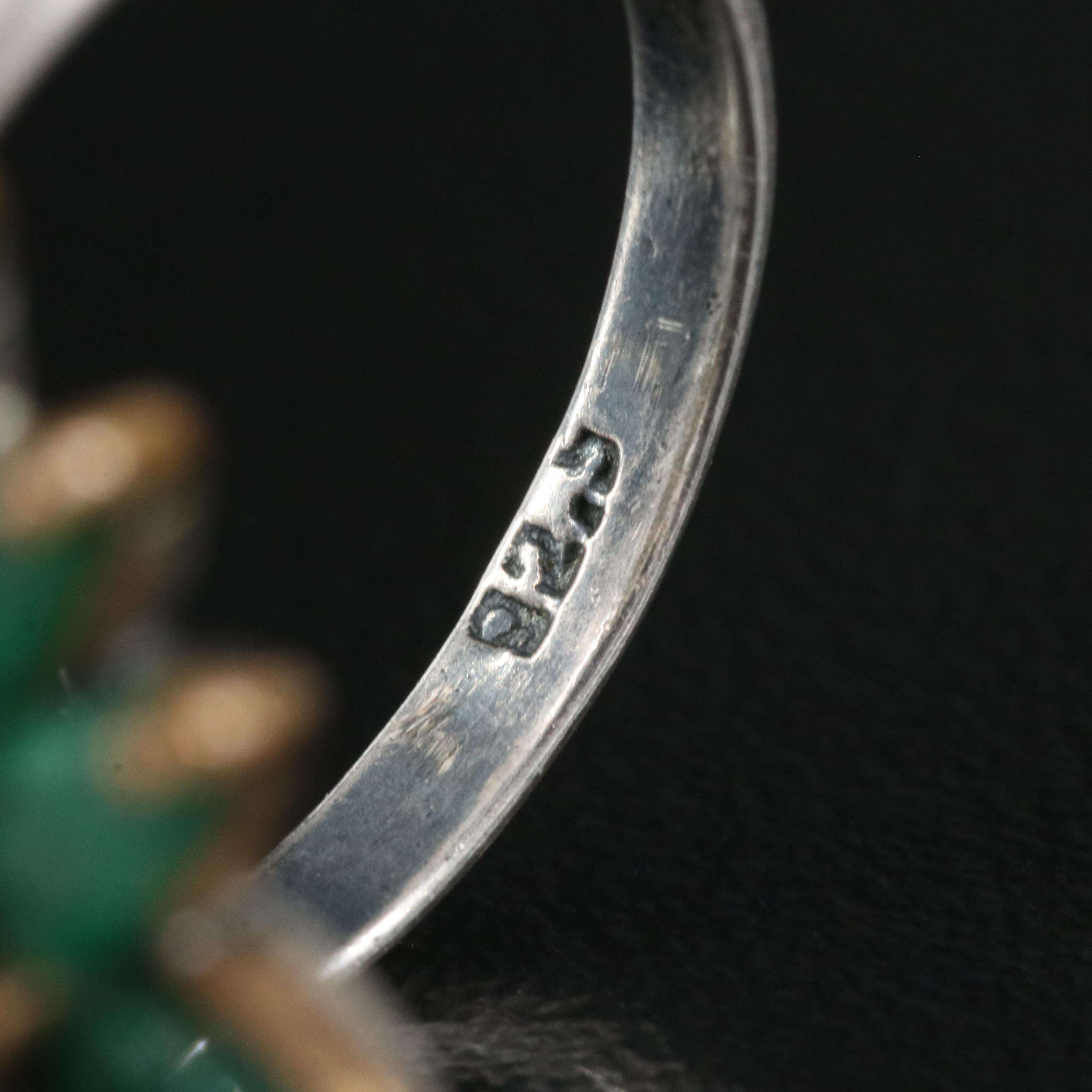 Sterling Glass and Cubic Zirconia Ring