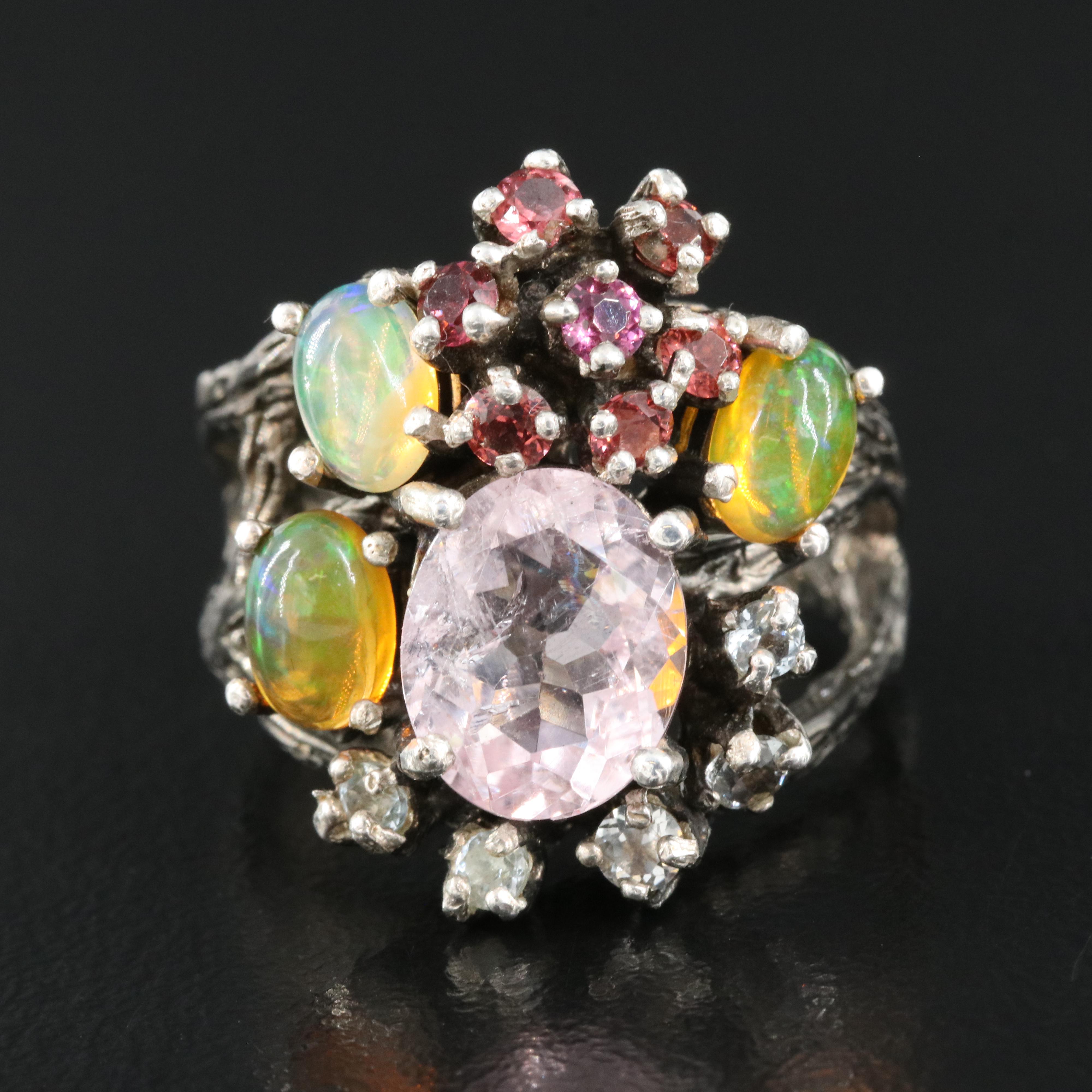 Sterling Ring Including Kunzite, Opal and Garnet