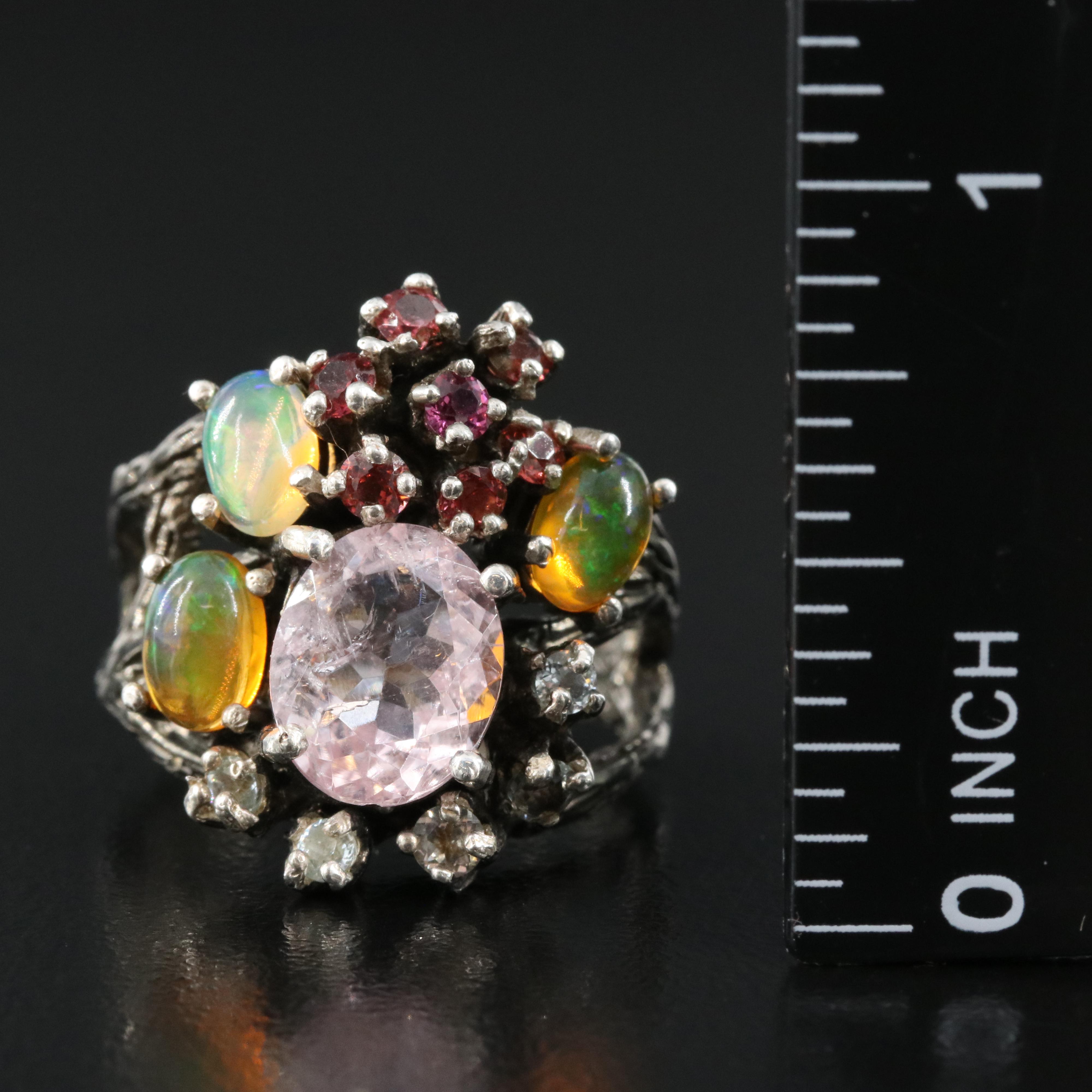 Sterling Ring Including Kunzite, Opal and Garnet
