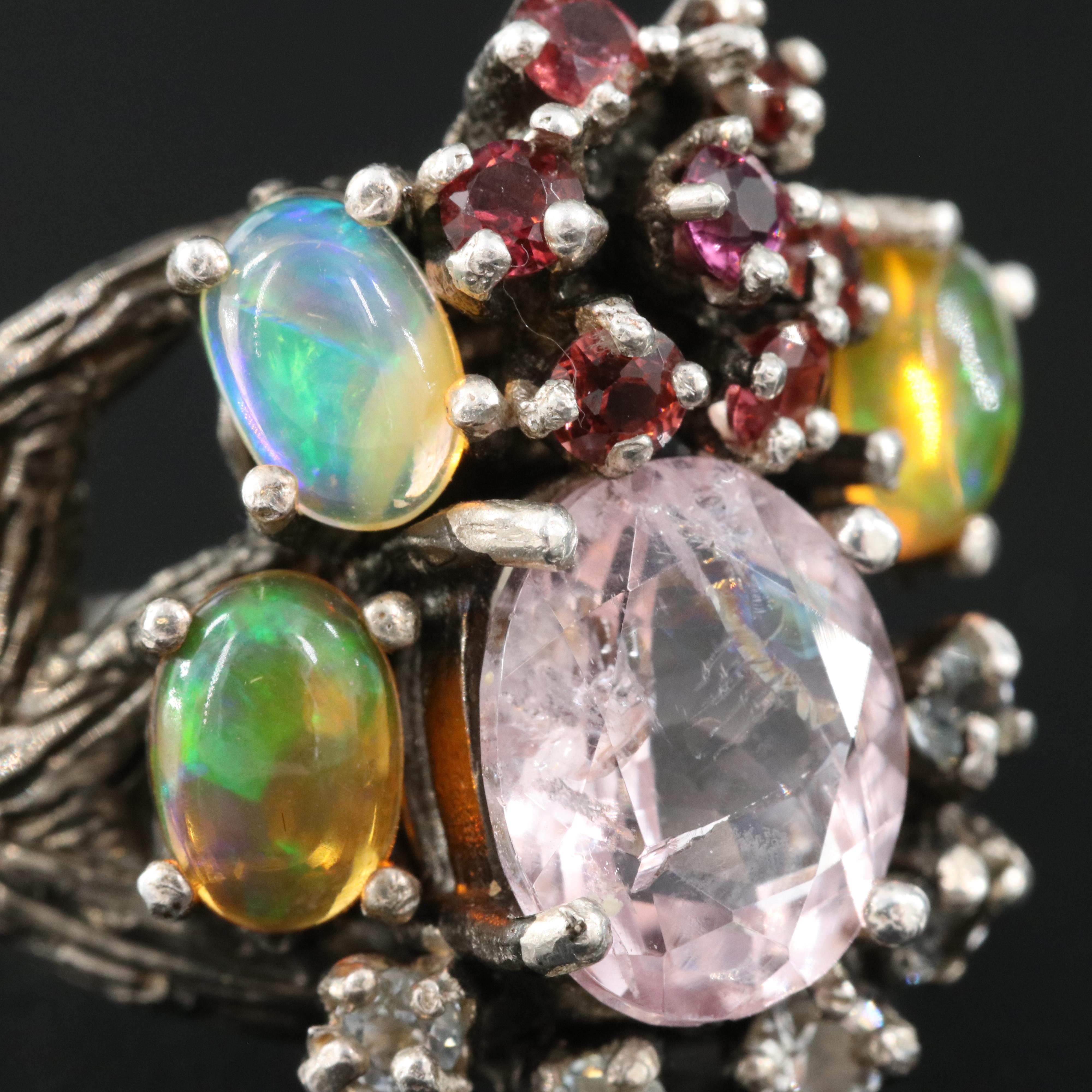 Sterling Ring Including Kunzite, Opal and Garnet