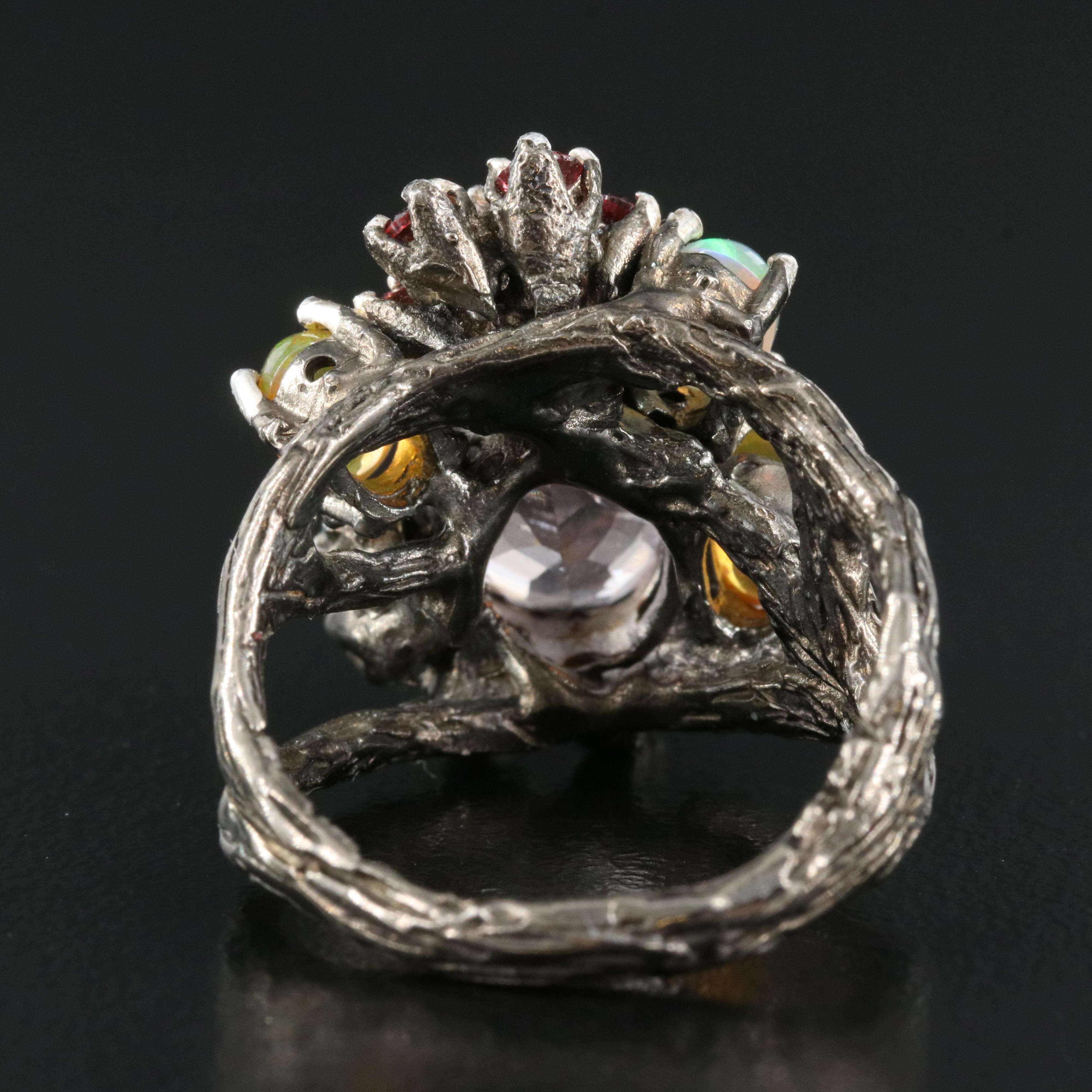 Sterling Ring Including Kunzite, Opal and Garnet
