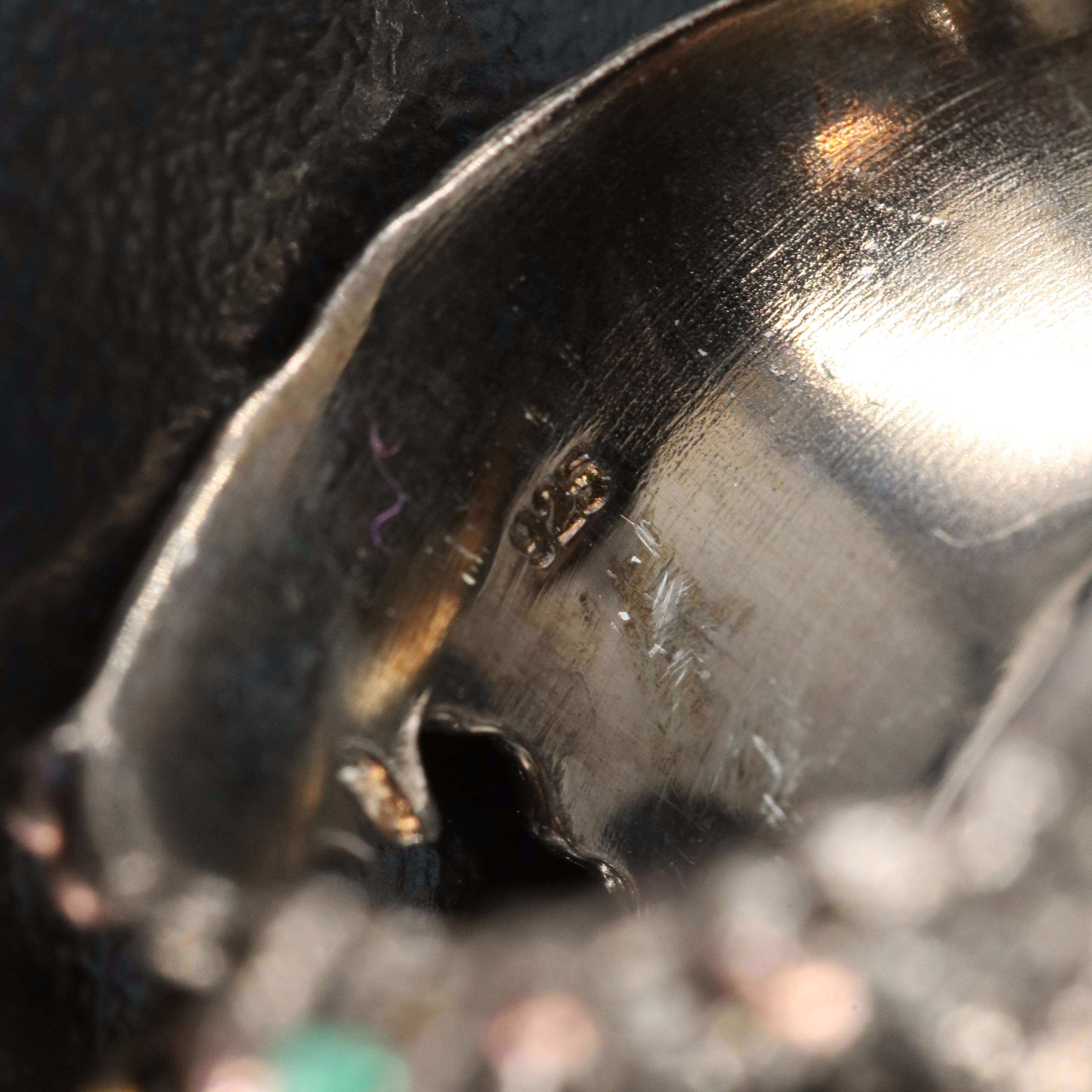 Sterling Opal and Emerald Organic Ring